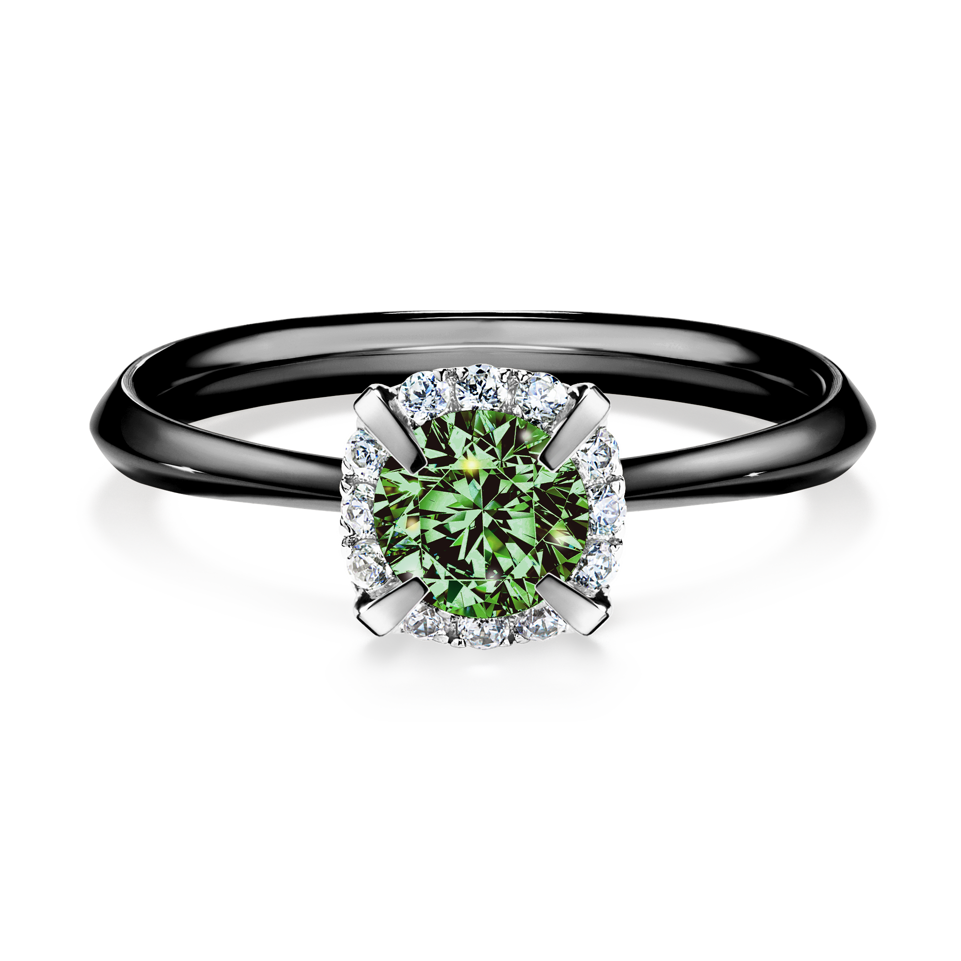 Pierścionek zaręczynowy My Beauty z czarnego złota z ciemnym zielonym diamentem 0,62CT