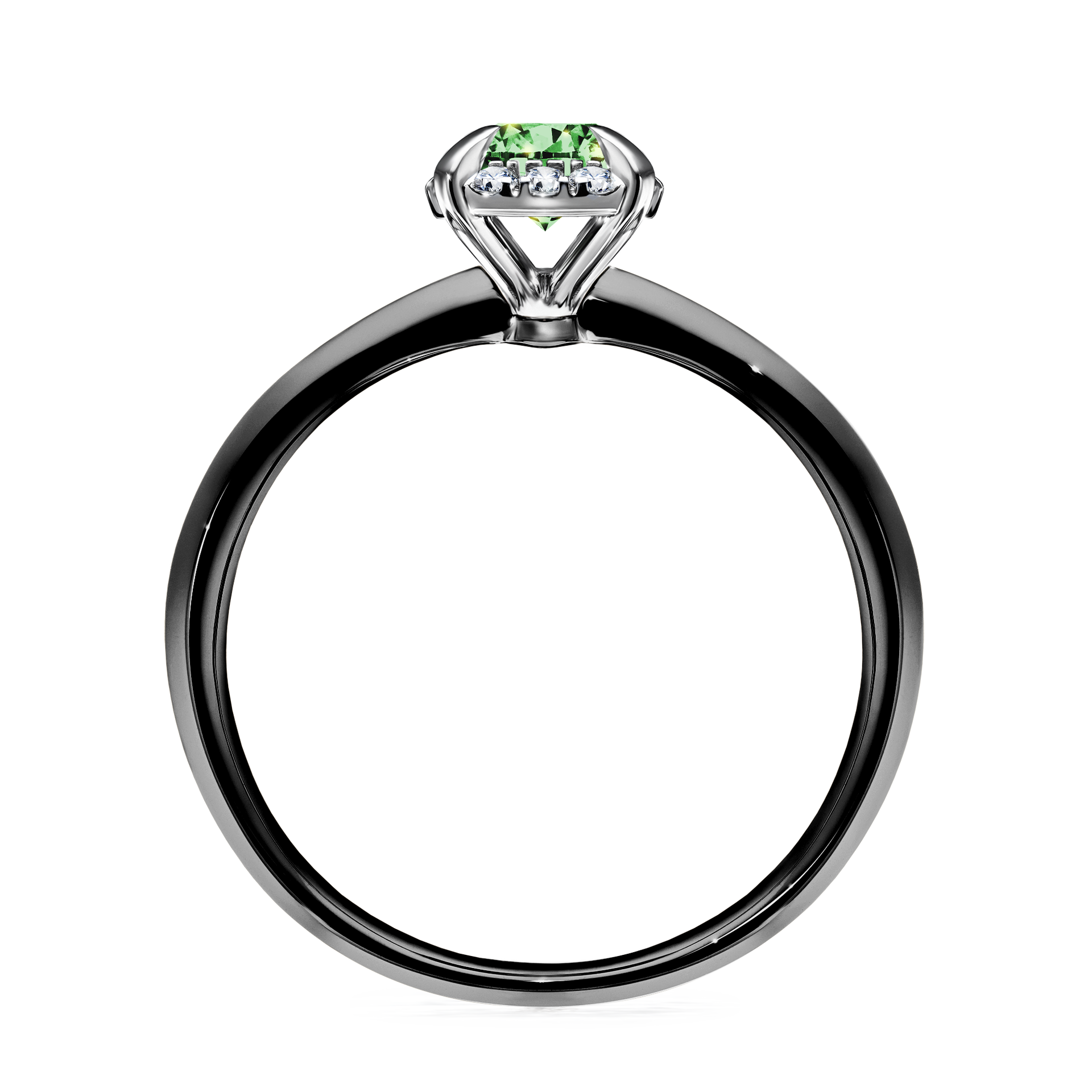 Pierścionek zaręczynowy My Beauty z czarnego złota z ciemnym zielonym diamentem 0,62CT