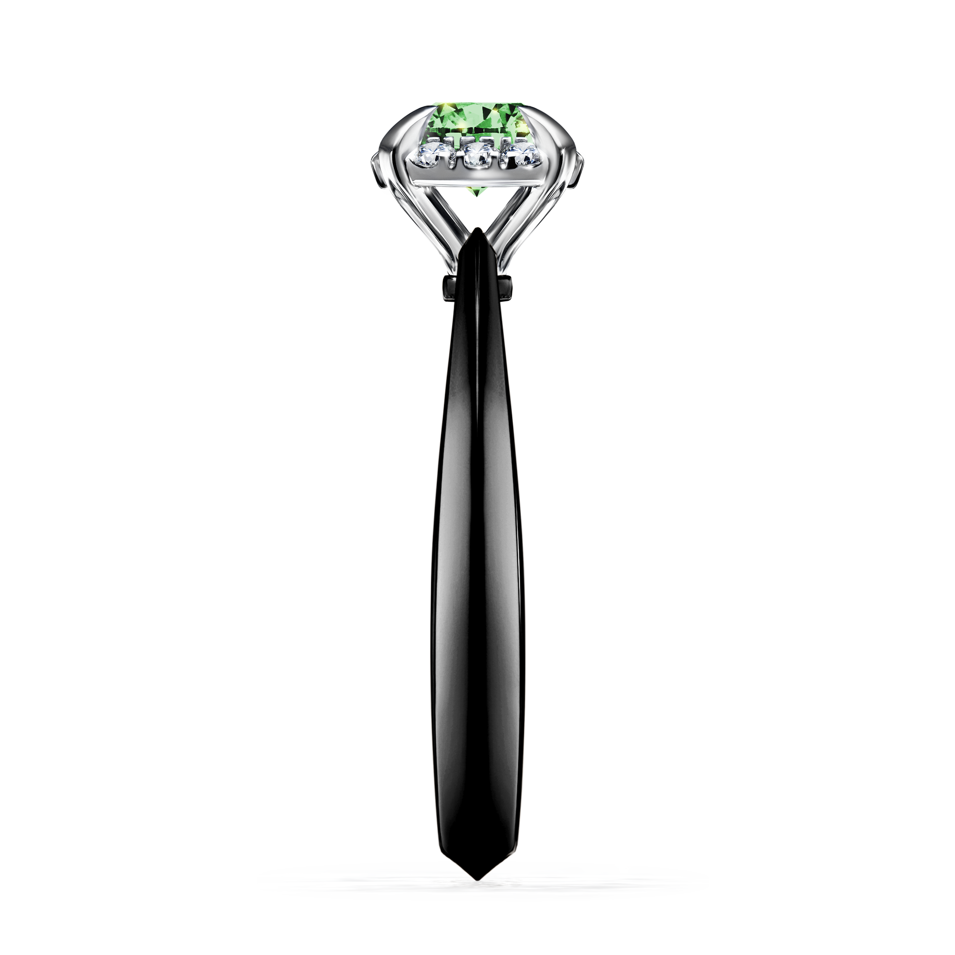 Pierścionek zaręczynowy My Beauty z czarnego złota z ciemnym zielonym diamentem 0,62CT