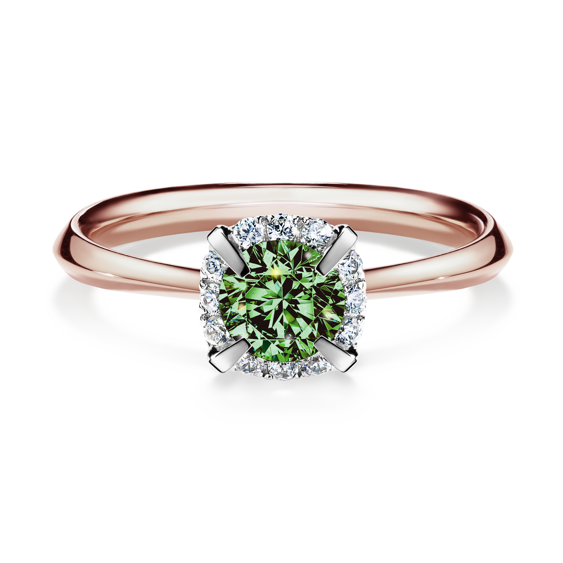 Pierścionek zaręczynowy My Beauty z różowego złota z ciemnym zielonym diamentem 0,62CT