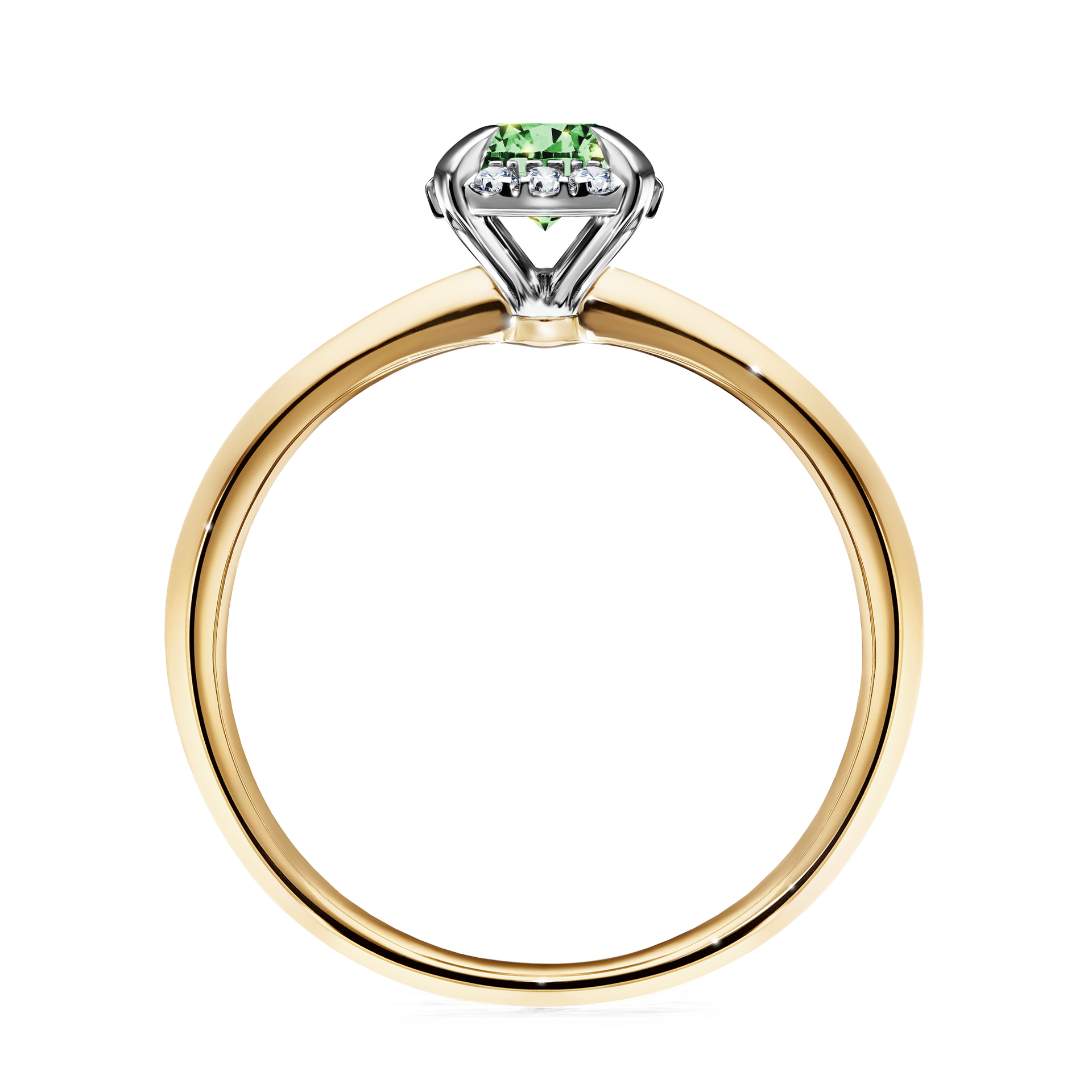 Pierścionek zaręczynowy My Beauty z żółtego złota z ciemnym zielonym diamentem 0,62CT