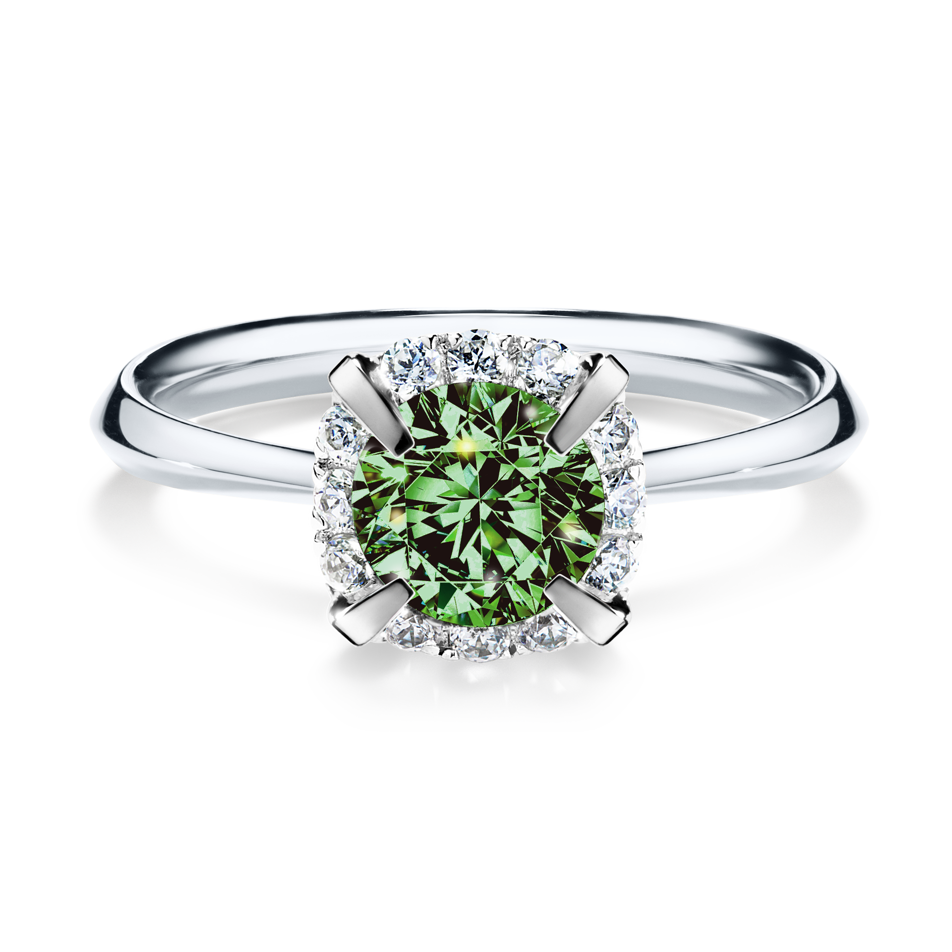 Pierścionek zaręczynowy My Beauty z białego złota z ciemnym zielonym diamentem 0,98CT