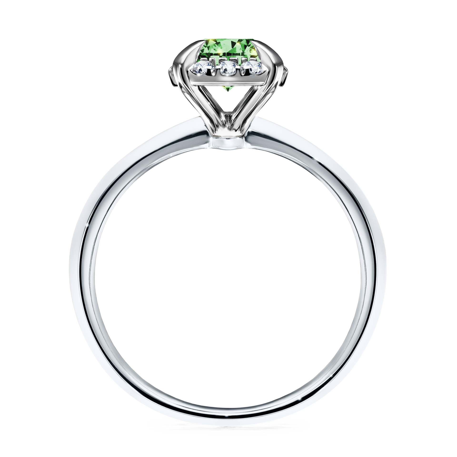 Pierścionek zaręczynowy My Beauty z białego złota z ciemnym zielonym diamentem 0,98CT