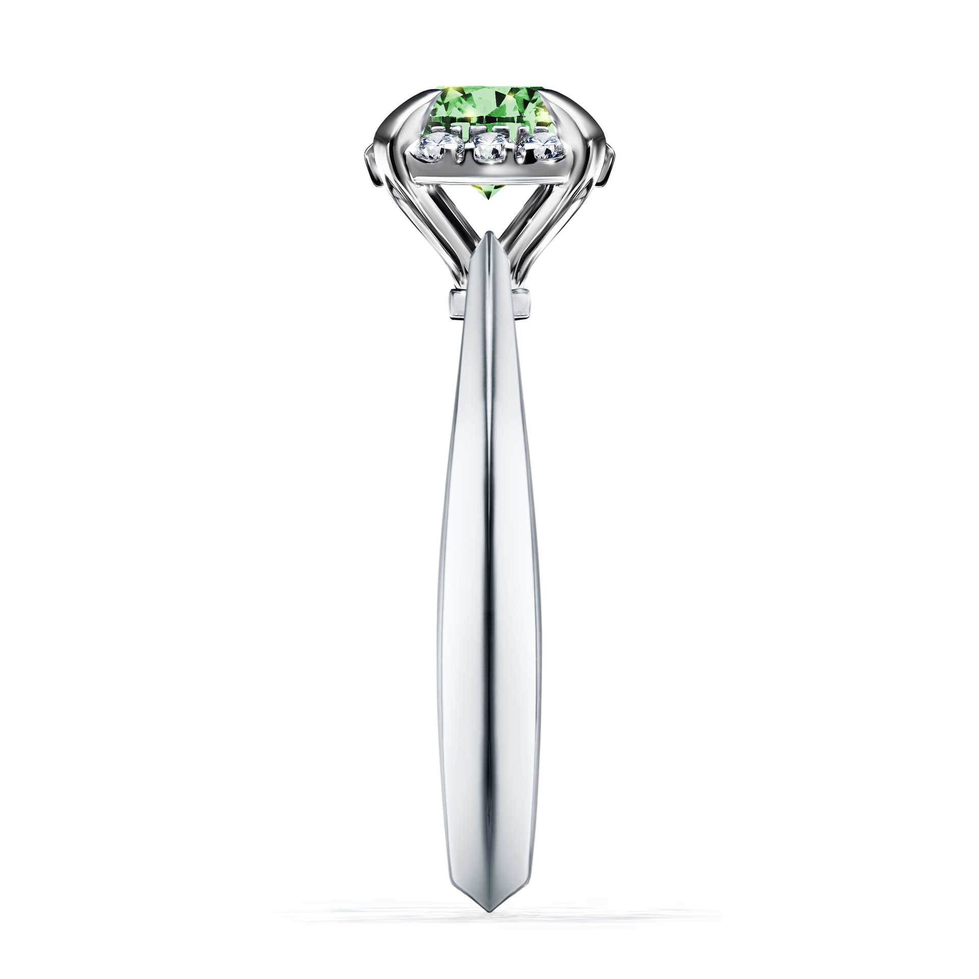 Pierścionek zaręczynowy My Beauty z białego złota z ciemnym zielonym diamentem 0,98CT