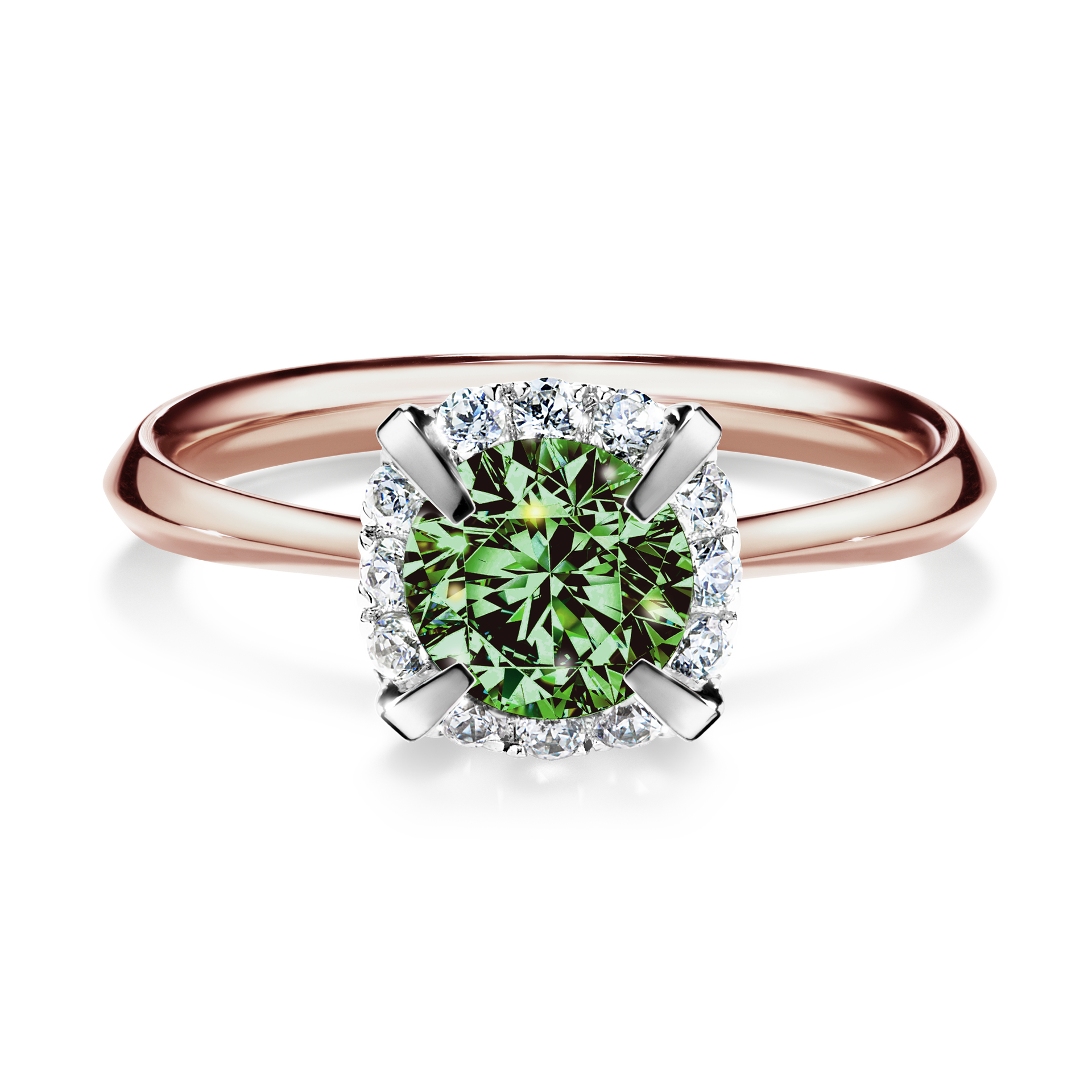 Pierścionek zaręczynowy My Beauty z różowego złota z ciemnym zielonym diamentem 0,98CT