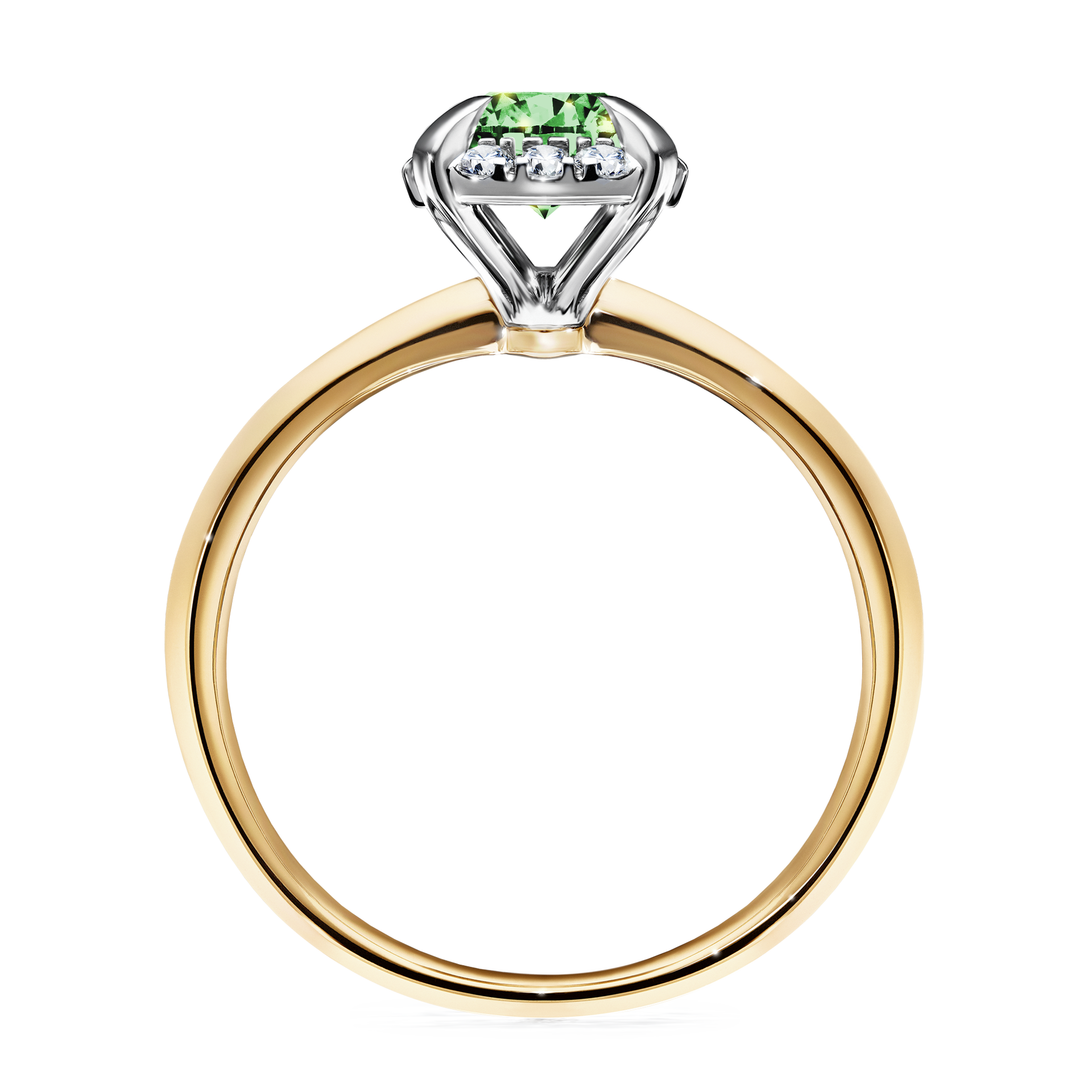 Pierścionek zaręczynowy My Beauty z żółtego złota z ciemnym zielonym diamentem 0,98CT