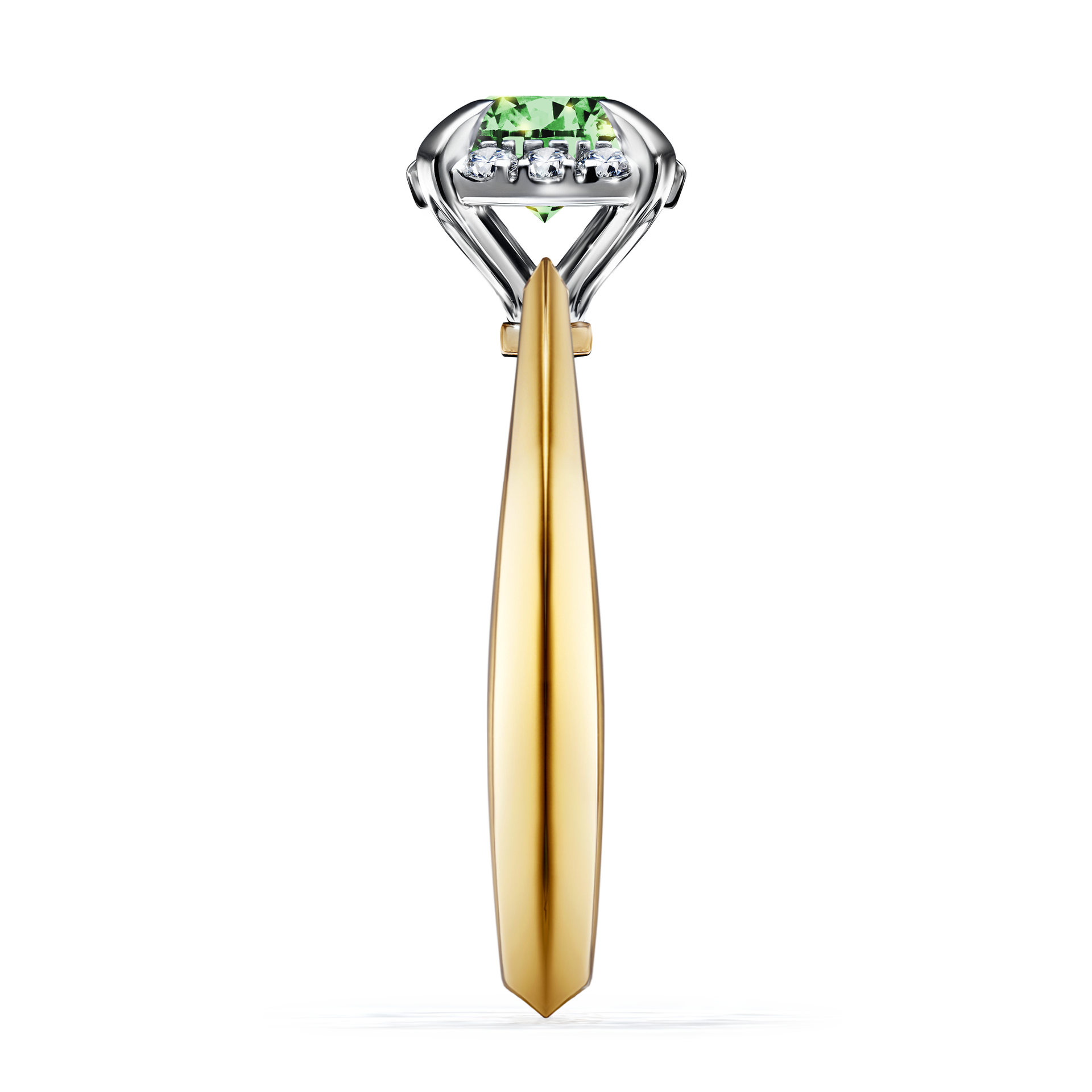 Pierścionek zaręczynowy My Beauty z żółtego złota z ciemnym zielonym diamentem 0,98CT