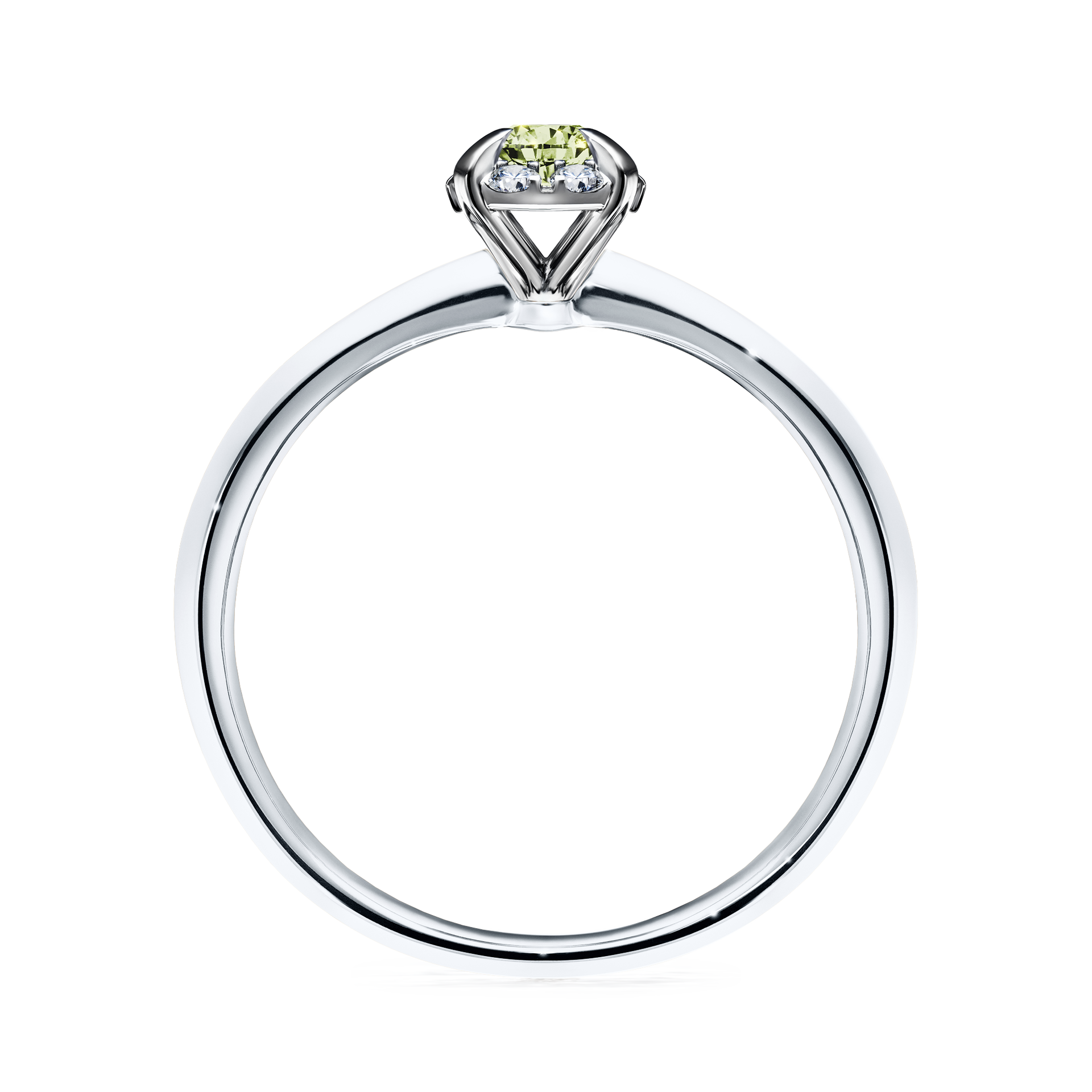 Pierścionek zaręczynowy My Beauty z białego złota z jasnym zielonym diamentem 0,14CT