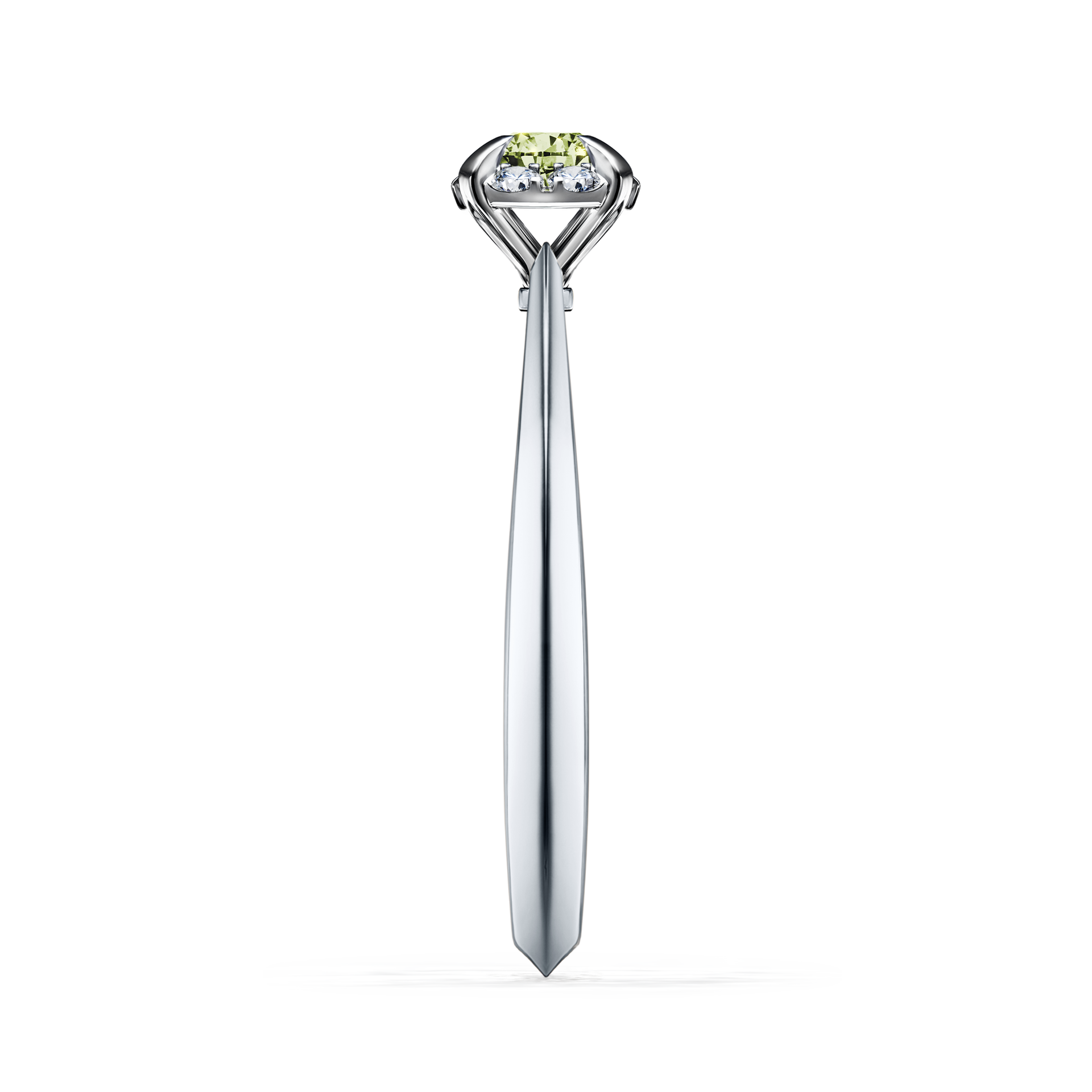 Pierścionek zaręczynowy My Beauty z białego złota z jasnym zielonym diamentem 0,14CT