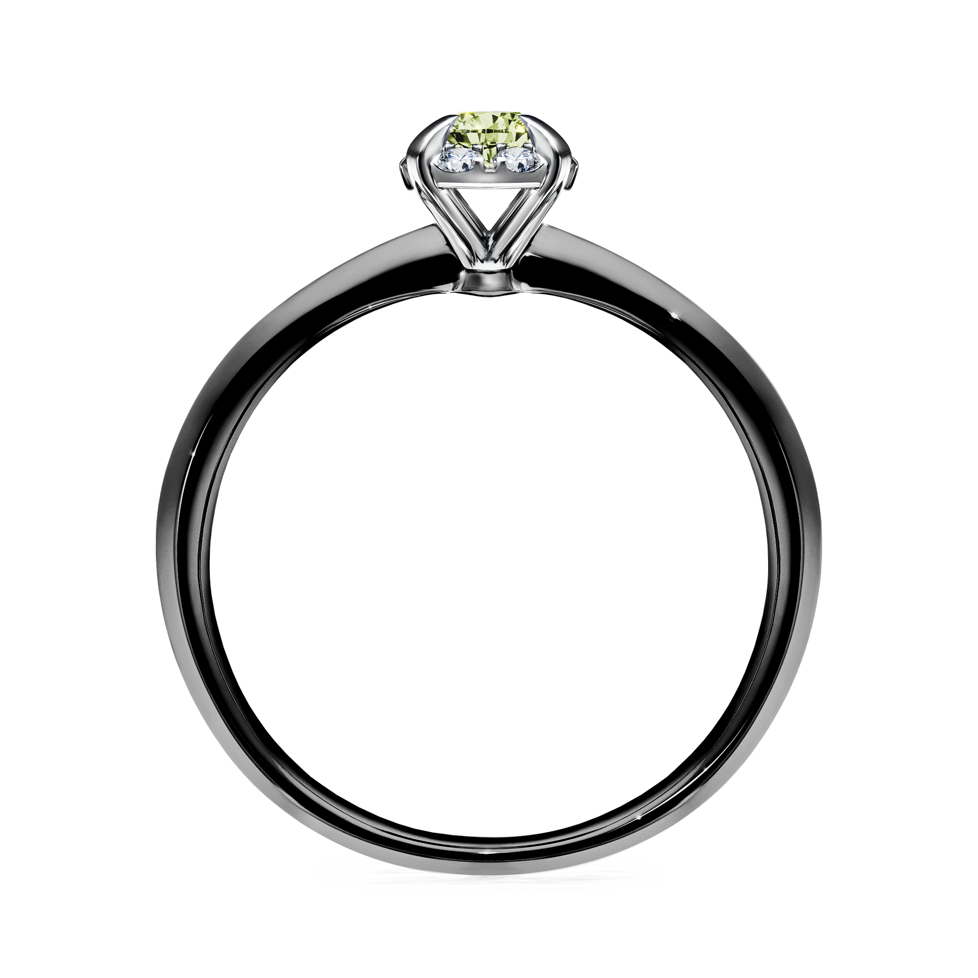 Pierścionek zaręczynowy My Beauty z czarnego złota z jasnym zielonym diamentem 0,14CT