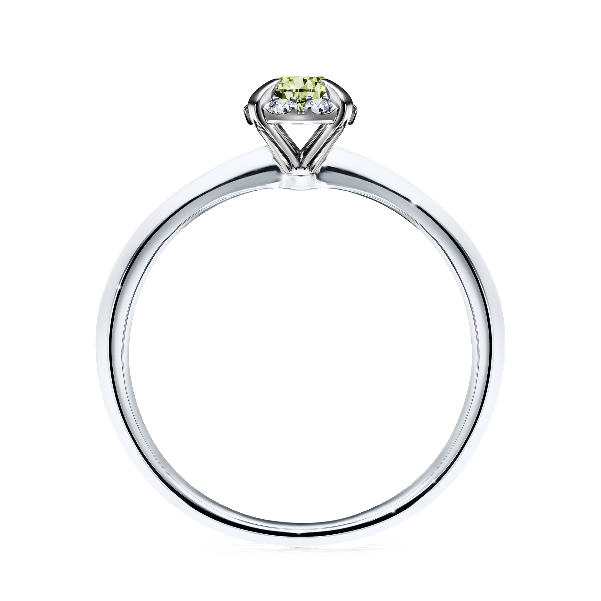 Pierścionek zaręczynowy My Beauty z białego złota z jasnym zielonym diamentem 0,33CT