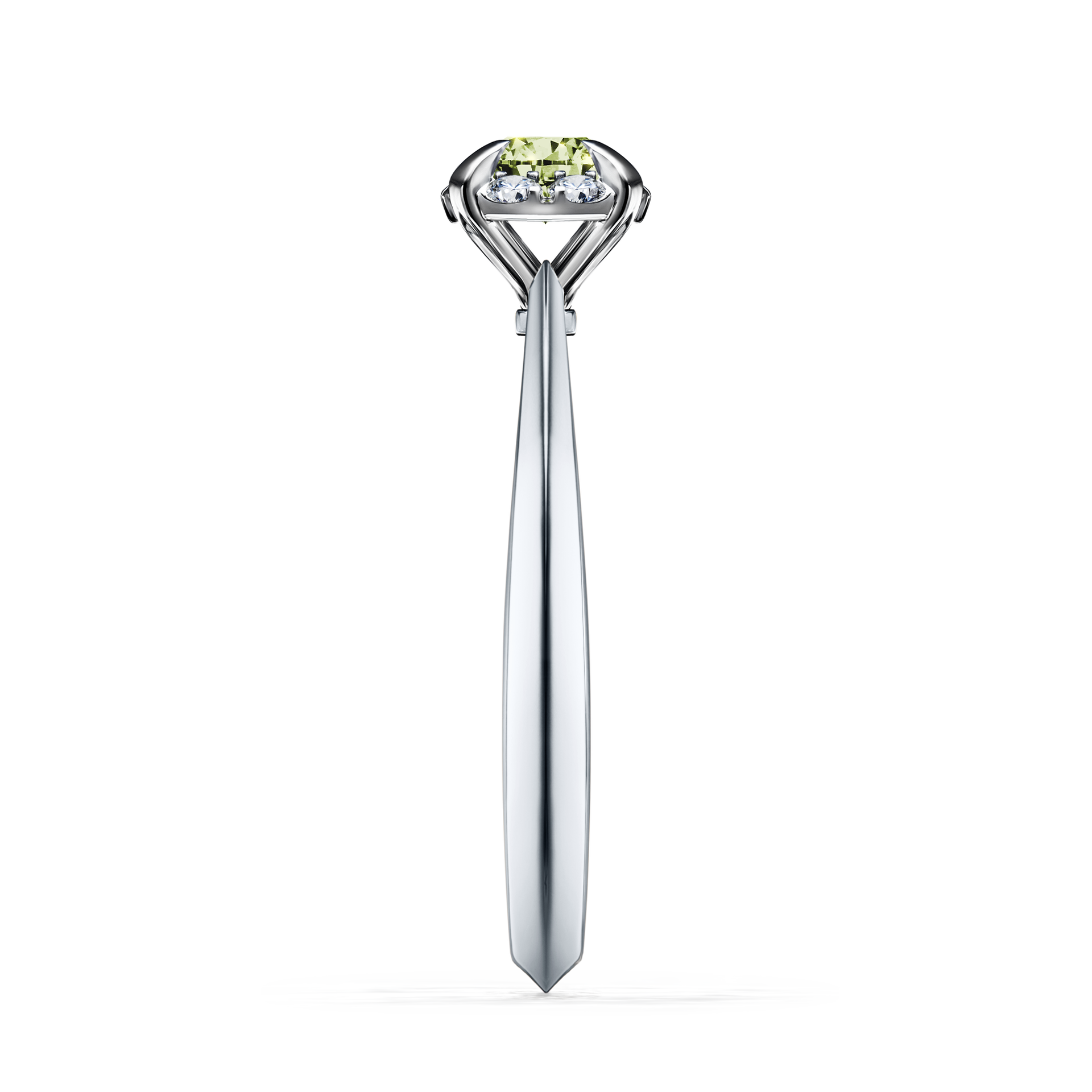 Pierścionek zaręczynowy My Beauty z białego złota z jasnym zielonym diamentem 0,33CT