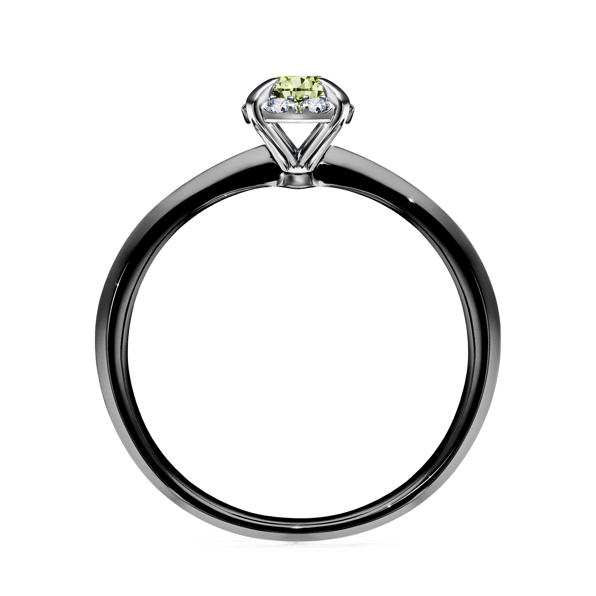 Pierścionek zaręczynowy My Beauty z czarnego złota z jasnym zielonym diamentem 0,33CT