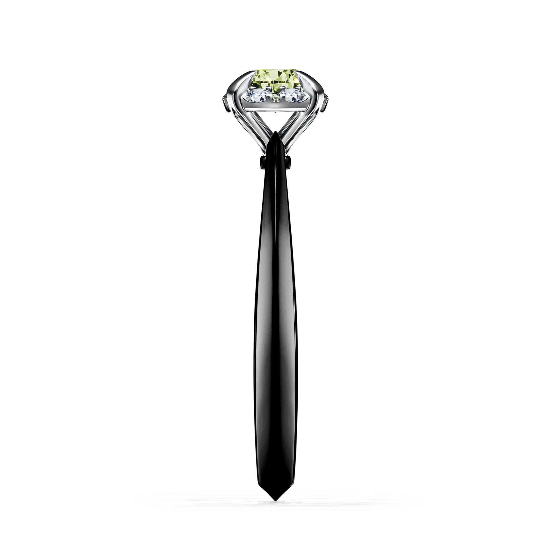 Pierścionek zaręczynowy My Beauty z czarnego złota z jasnym zielonym diamentem 0,33CT