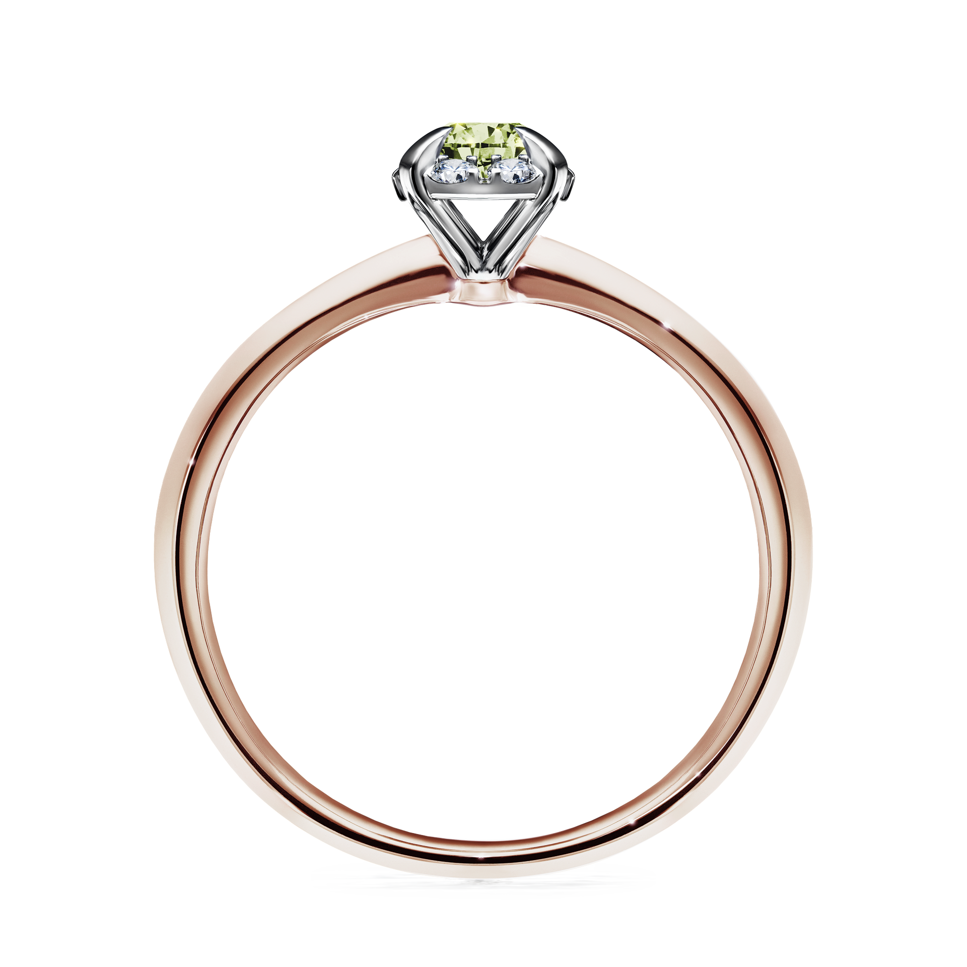 Pierścionek zaręczynowy My Beauty z różowego złota z jasnym zielonym diamentem 0,33CT
