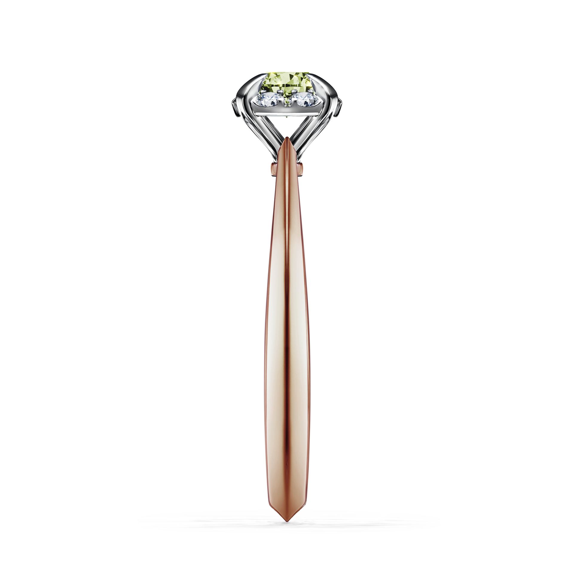 Pierścionek zaręczynowy My Beauty z różowego złota z jasnym zielonym diamentem 0,33CT