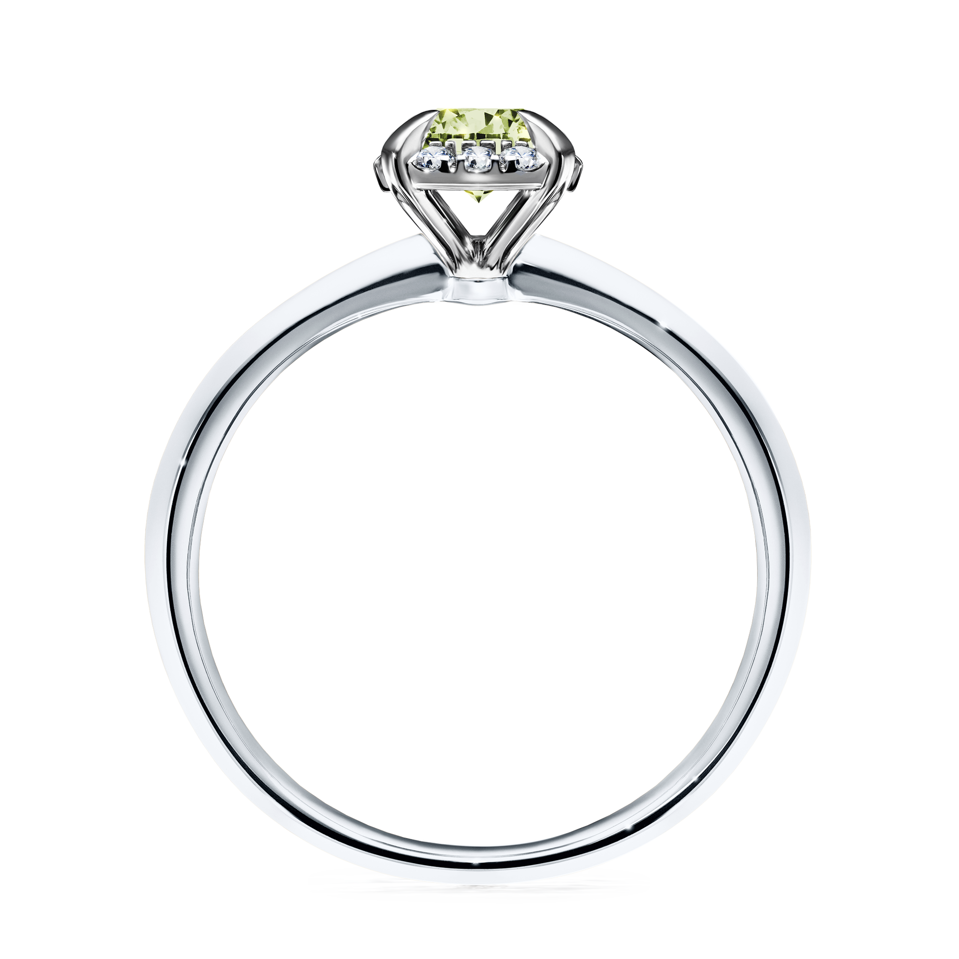 Pierścionek zaręczynowy My Beauty z białego złota z jasnym zielonym diamentem 0,62CT