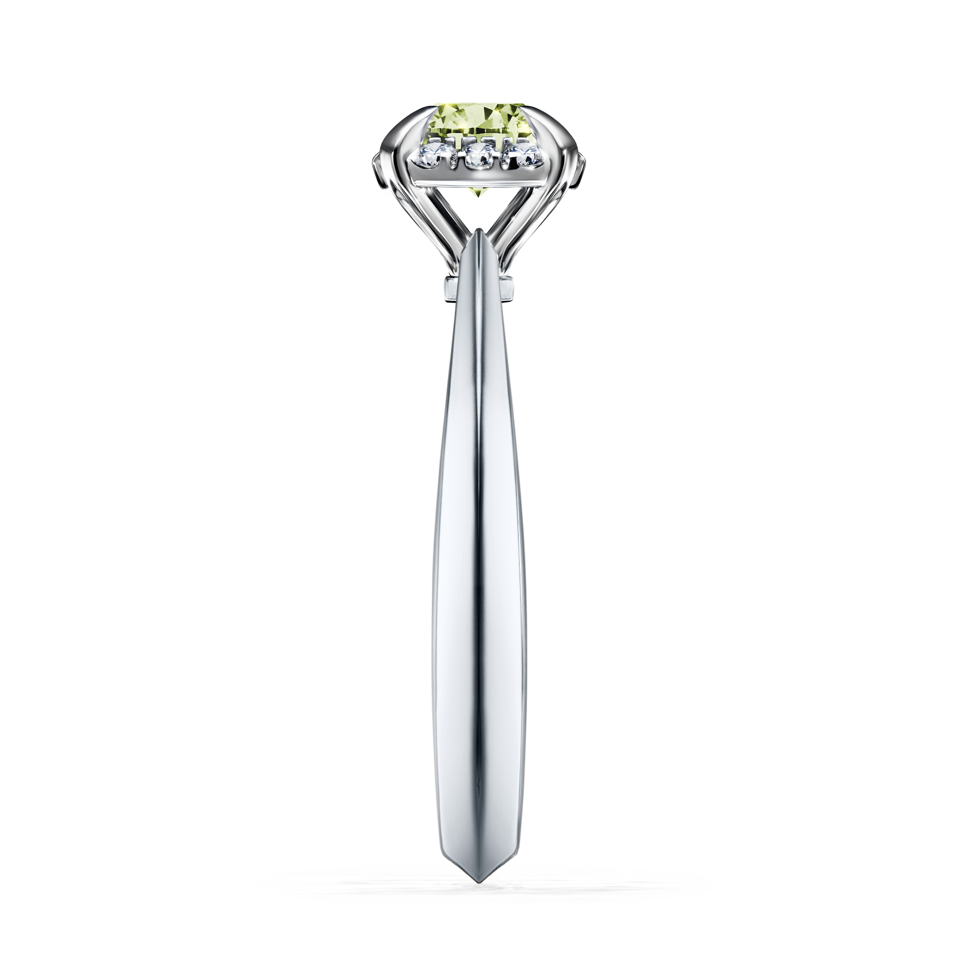 Pierścionek zaręczynowy My Beauty z białego złota z jasnym zielonym diamentem 0,62CT