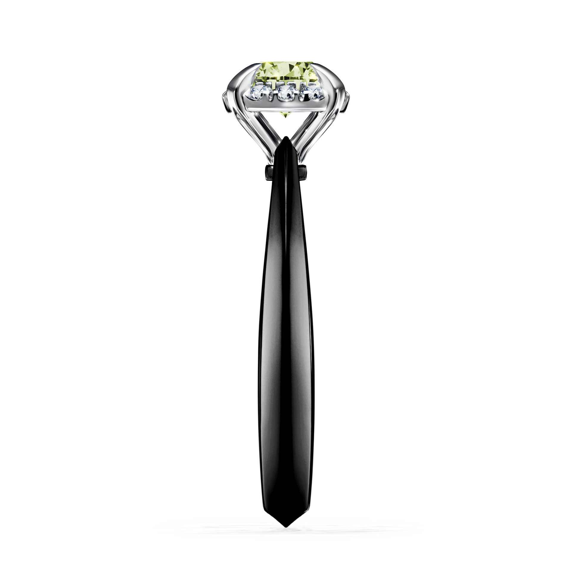 Pierścionek zaręczynowy My Beauty z czarnego złota z jasnym zielonym diamentem 0,62CT