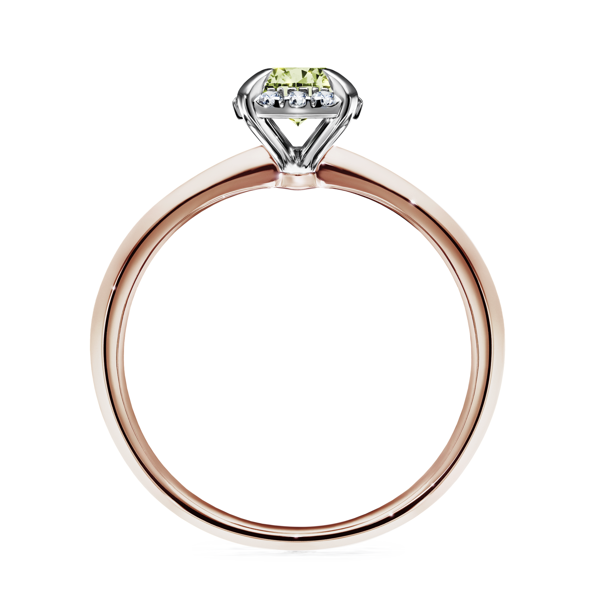 Pierścionek zaręczynowy My Beauty z różowego złota z jasnym zielonym diamentem 0,62CT