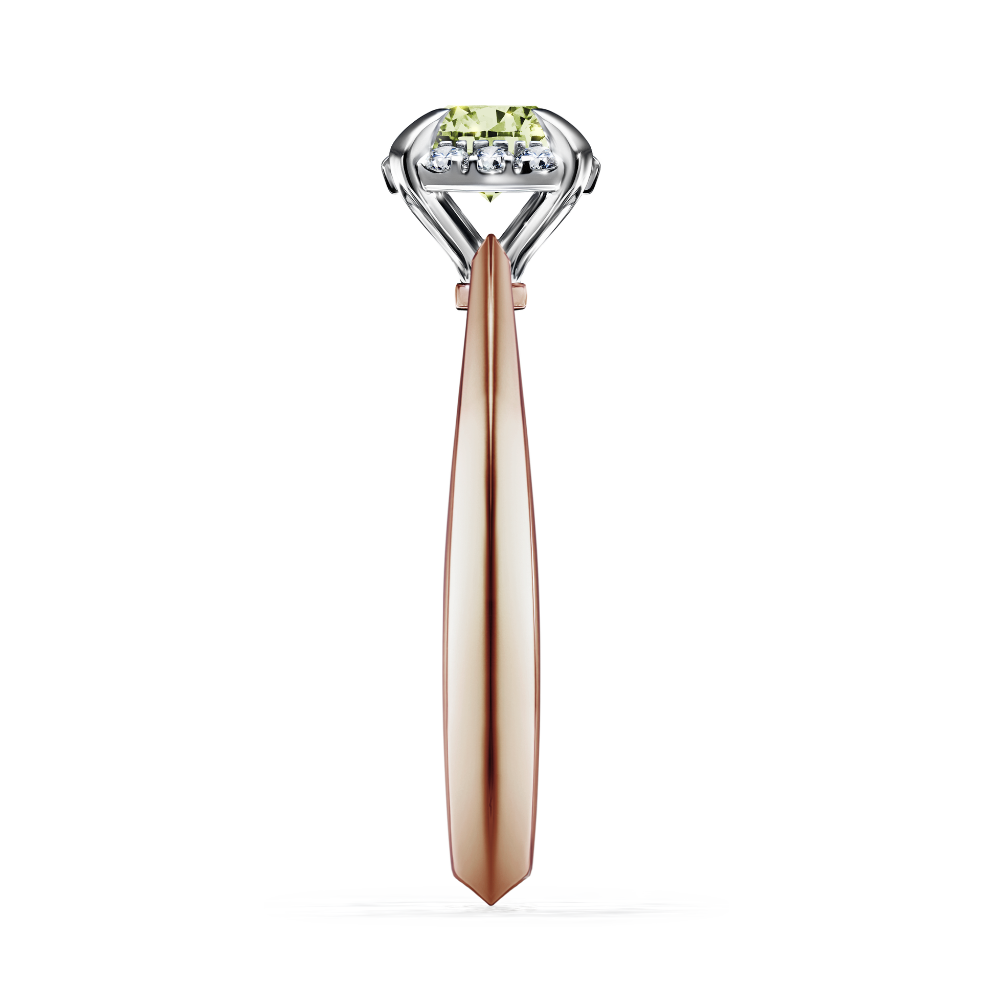 Pierścionek zaręczynowy My Beauty z różowego złota z jasnym zielonym diamentem 0,62CT