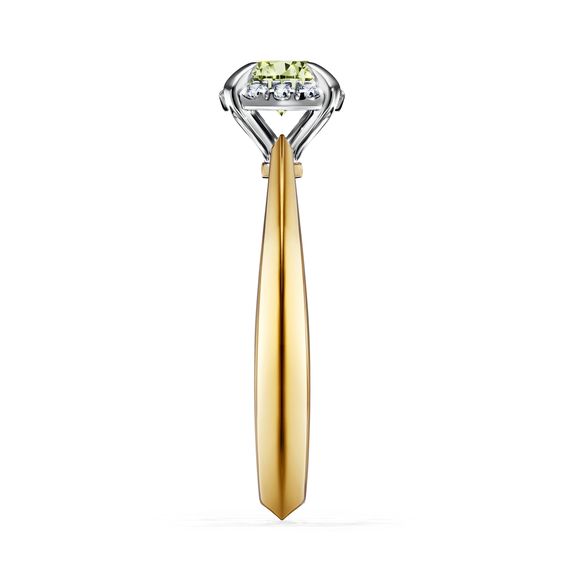 Pierścionek zaręczynowy My Beauty z żółtego złota z jasnym zielonym diamentem 0,62CT