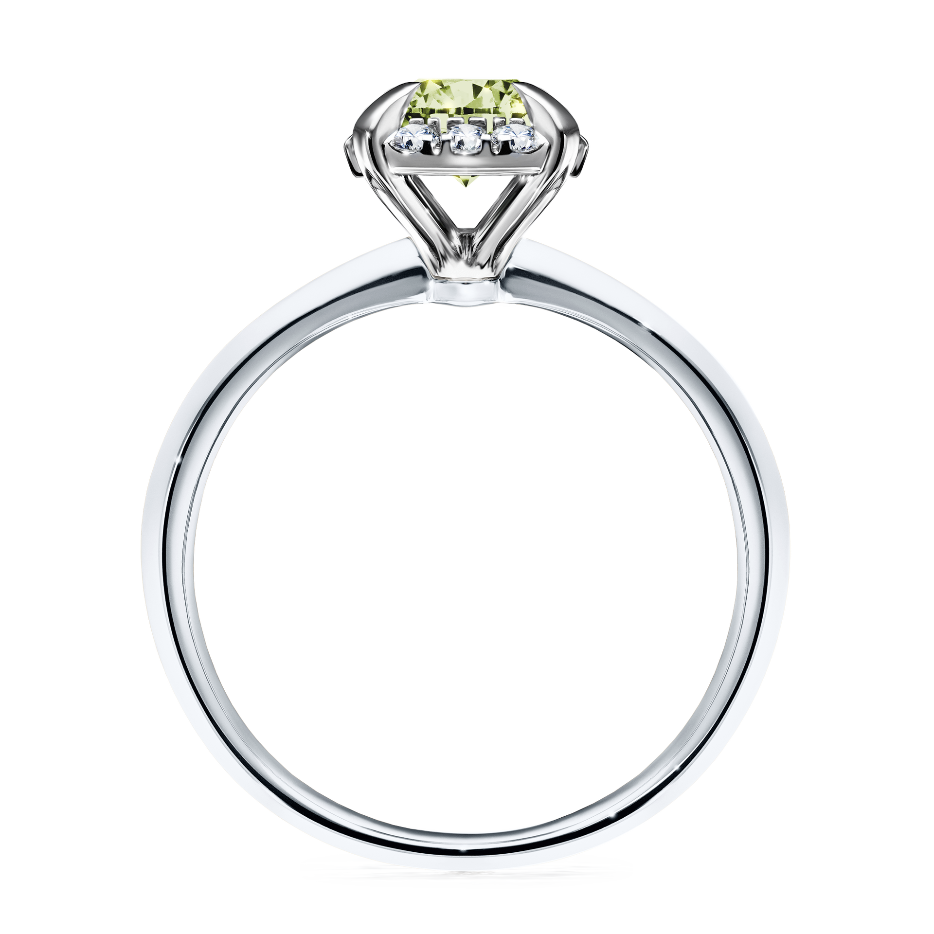 Pierścionek zaręczynowy My Beauty z białego złota z jasnym zielonym diamentem 0,98CT