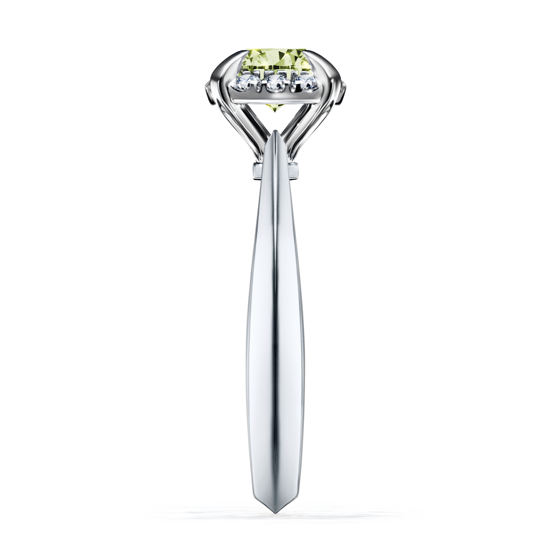 Pierścionek zaręczynowy My Beauty z białego złota z jasnym zielonym diamentem 0,98CT