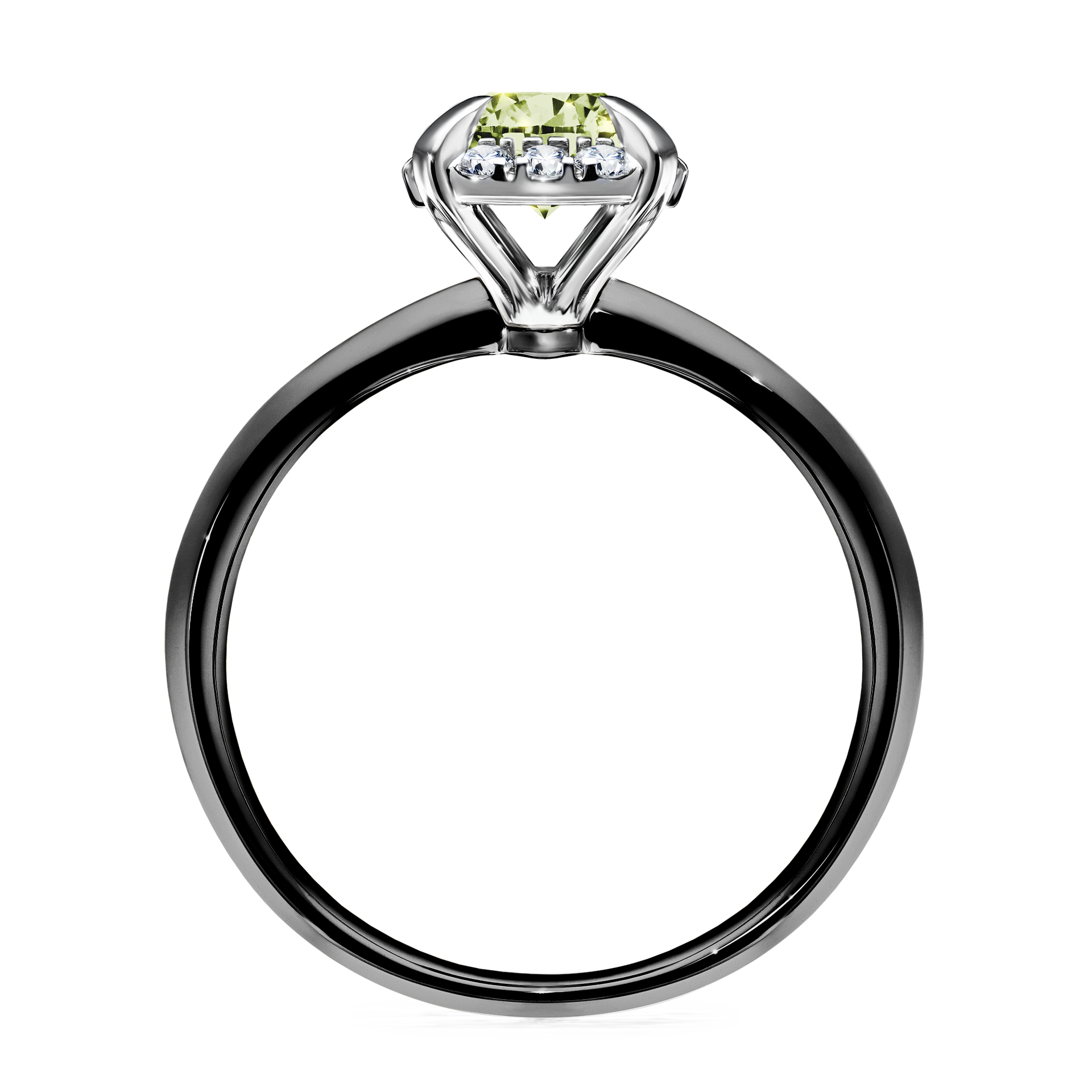 Pierścionek zaręczynowy My Beauty z czarnego złota z jasnym zielonym diamentem 0,98CT