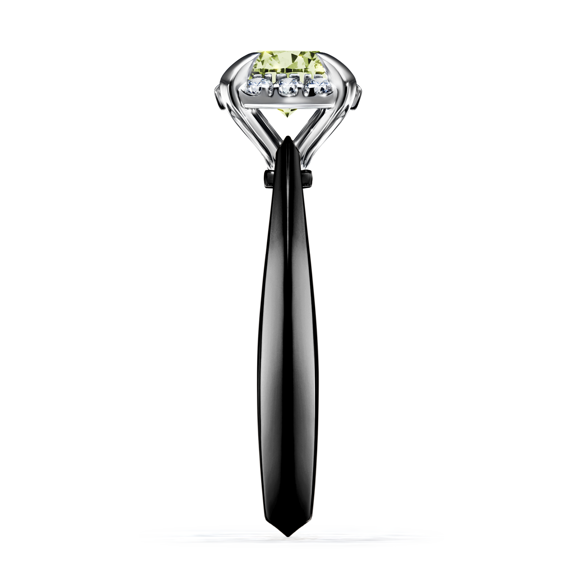 Pierścionek zaręczynowy My Beauty z czarnego złota z jasnym zielonym diamentem 0,98CT