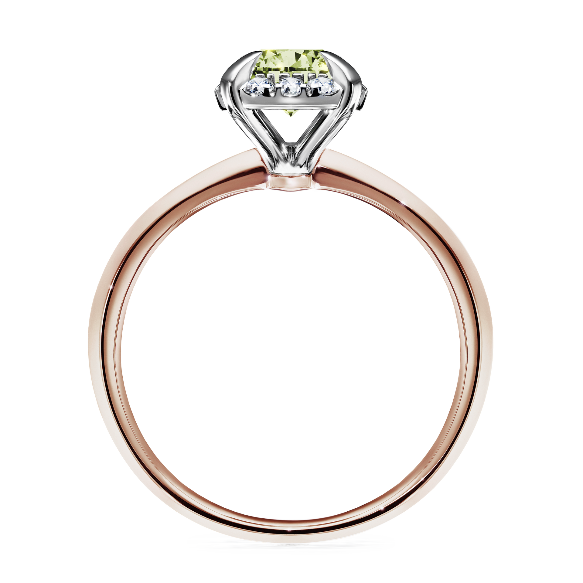 Pierścionek zaręczynowy My Beauty z różowego złota z jasnym zielonym diamentem 0,98CT