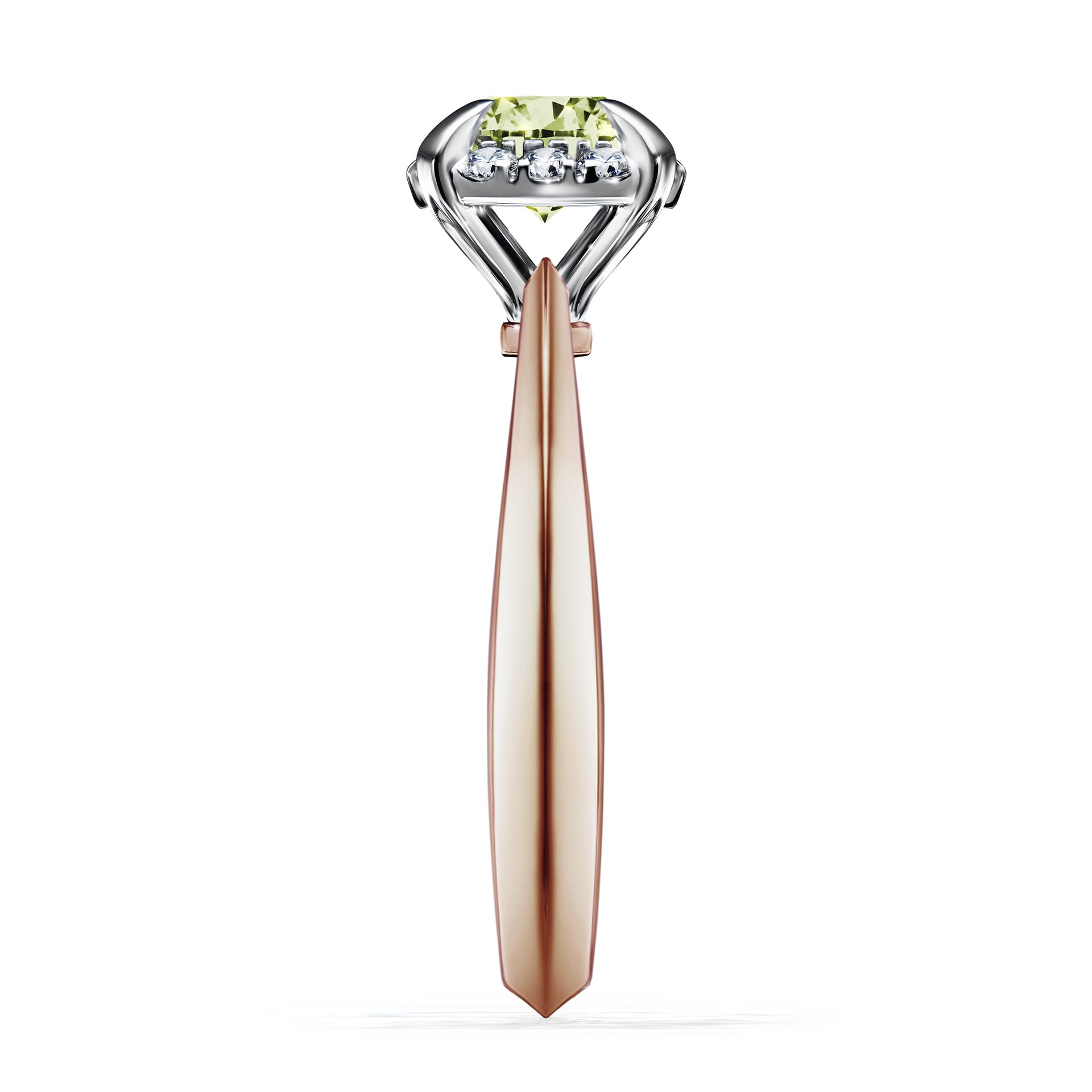 Pierścionek zaręczynowy My Beauty z różowego złota z jasnym zielonym diamentem 0,98CT