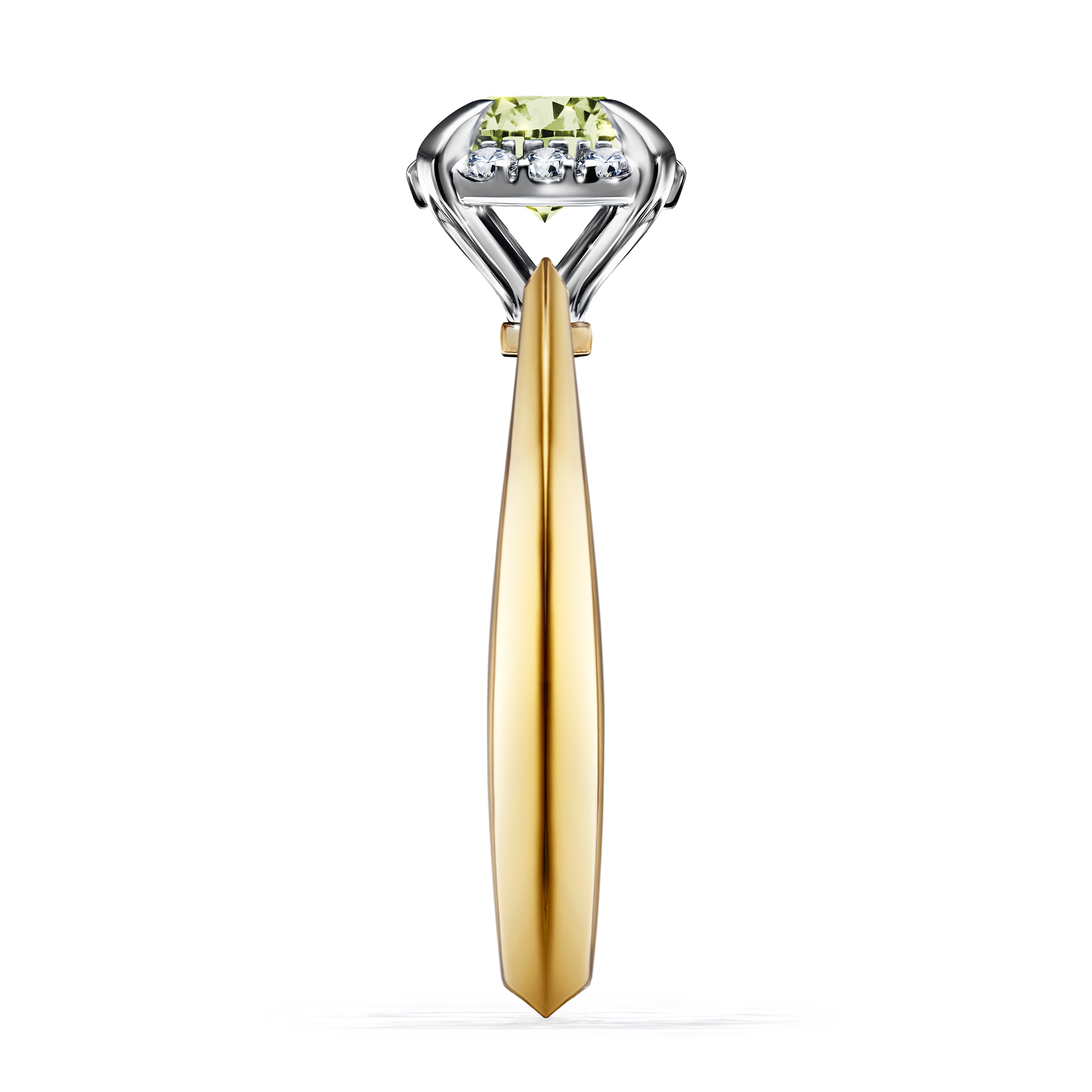 Pierścionek zaręczynowy My Beauty z żółtego złota z jasnym zielonym diamentem 0,98CT