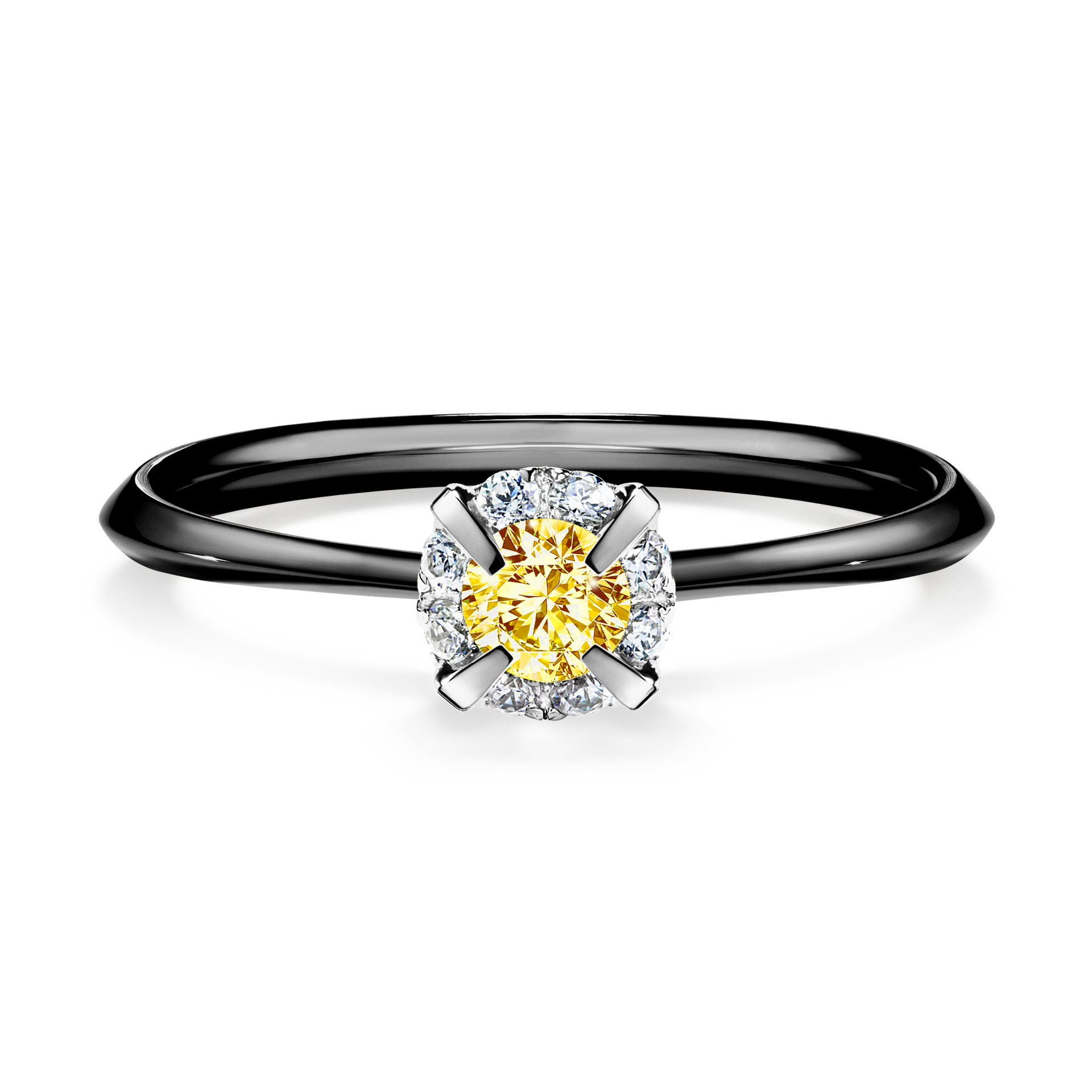 Pierścionek zaręczynowy My Beauty z czarnego złota z żółtym diamentem 0,14CT