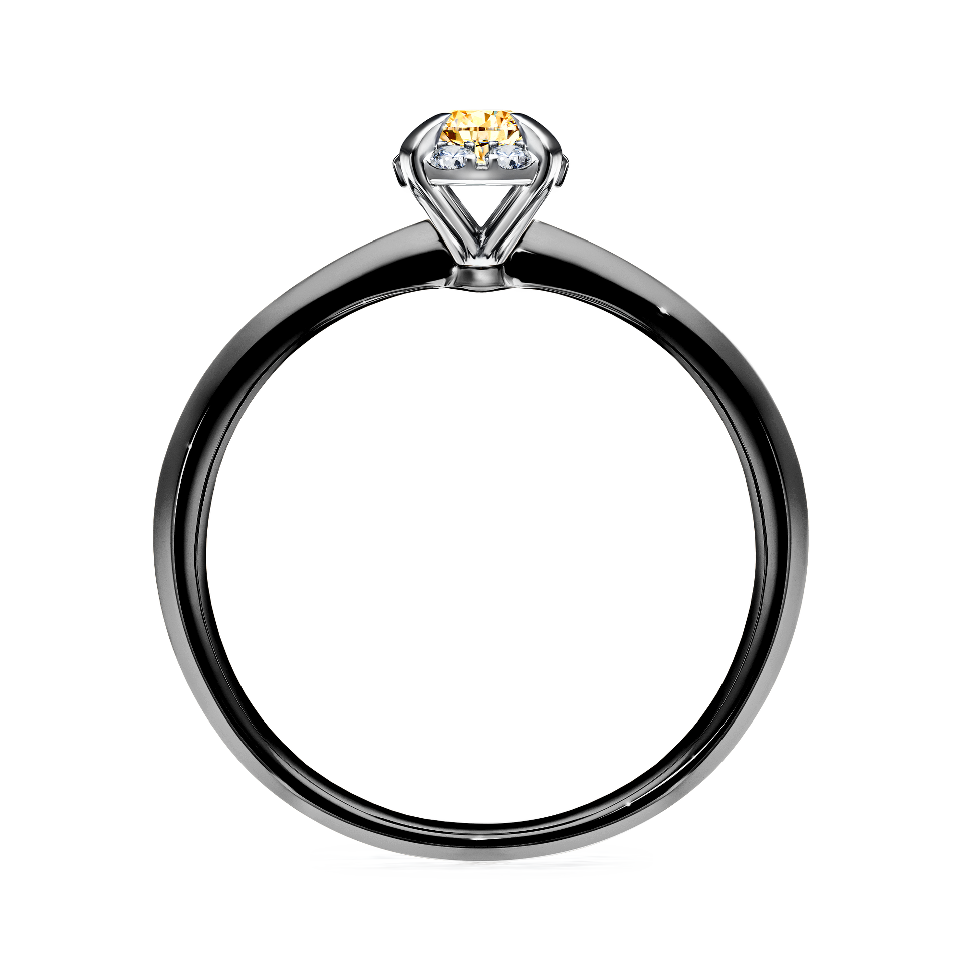 Pierścionek zaręczynowy My Beauty z czarnego złota z żółtym diamentem 0,14CT