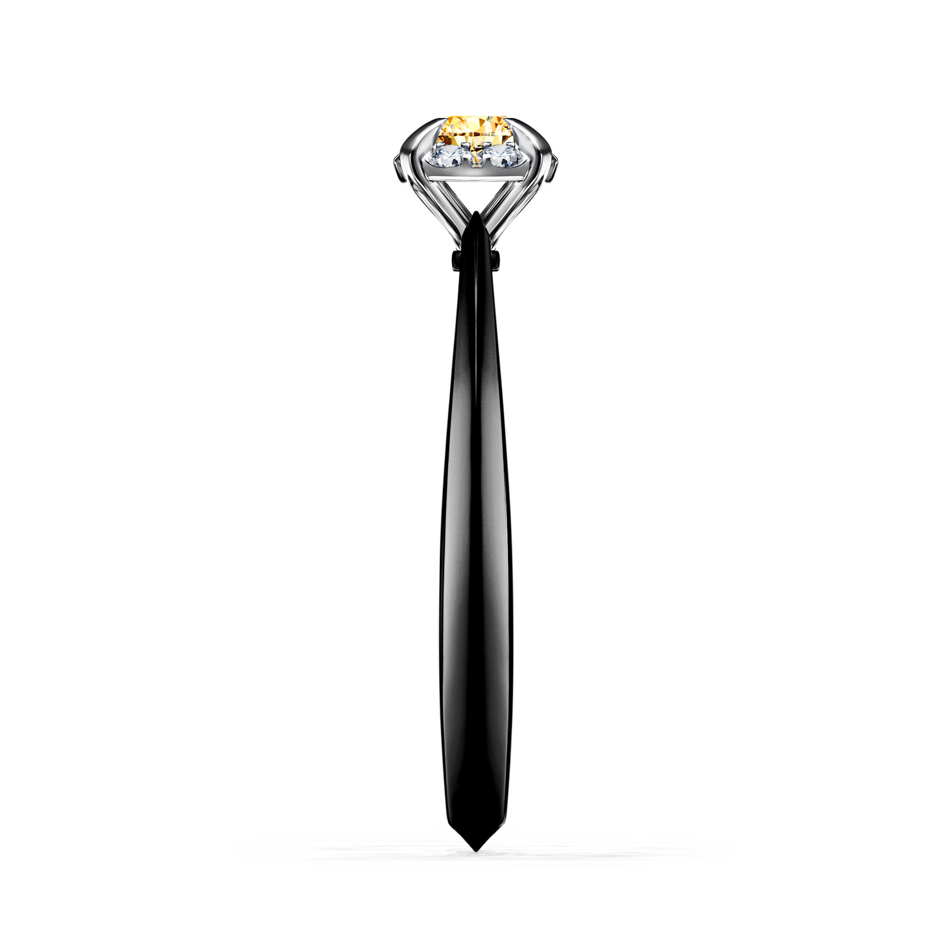Pierścionek zaręczynowy My Beauty z czarnego złota z żółtym diamentem 0,14CT