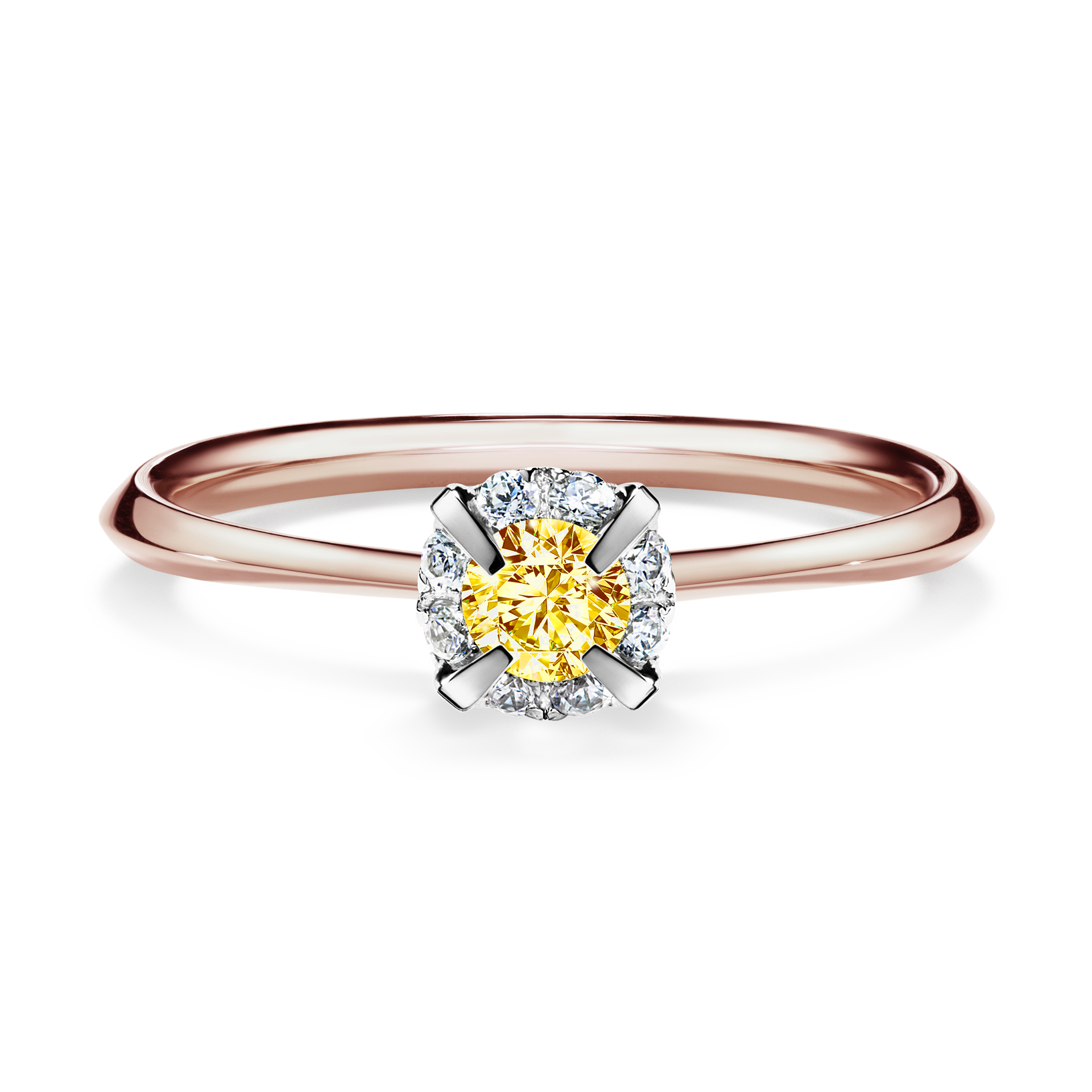 Pierścionek zaręczynowy My Beauty z różowego złota z żółtym diamentem 0,14CT