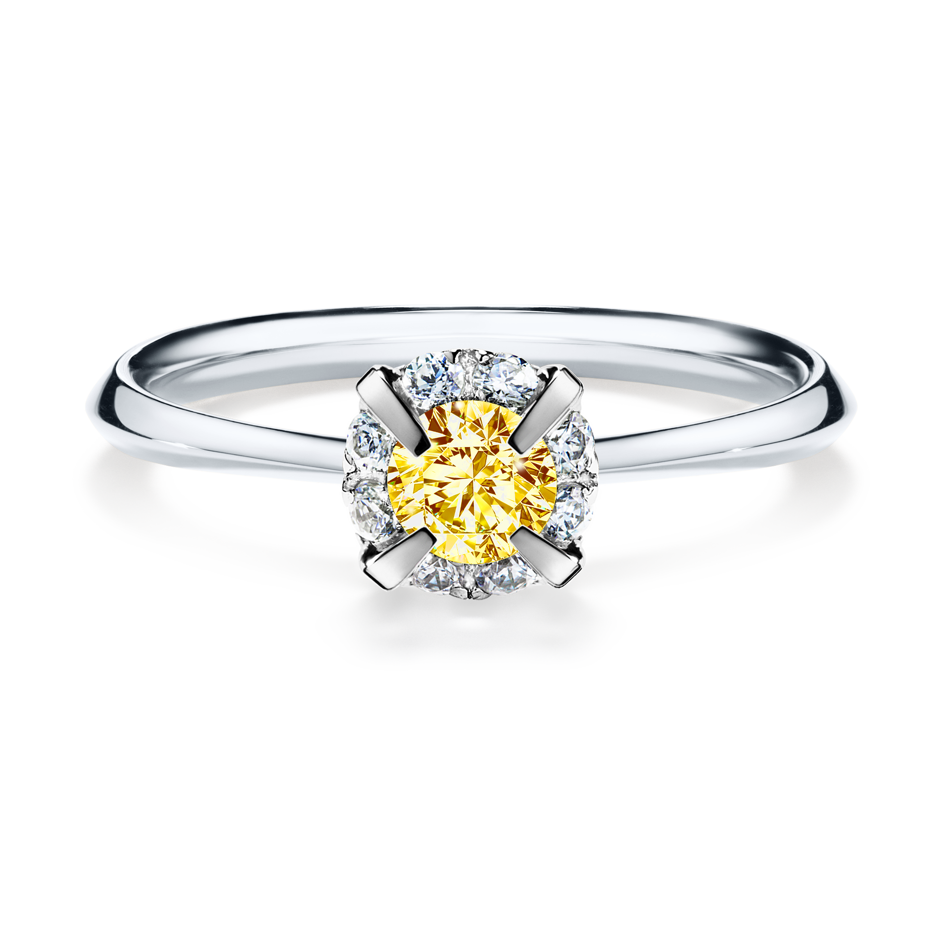 Pierścionek zaręczynowy My Beauty z białego złota z żółtym diamentem 0,33CT