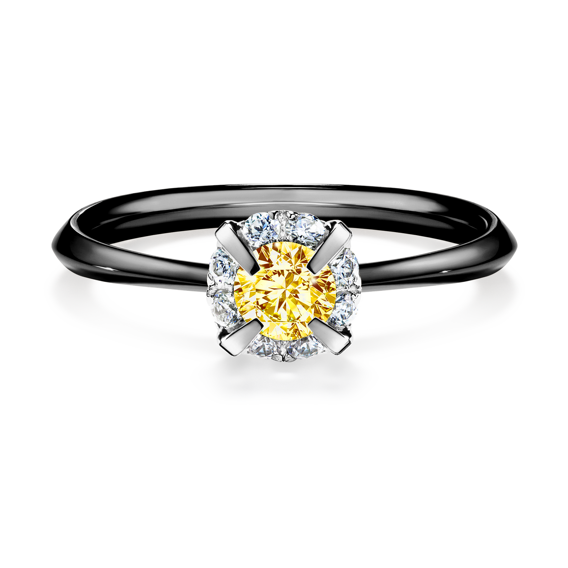 Pierścionek zaręczynowy My Beauty z czarnego złota z żółtym diamentem 0,33CT