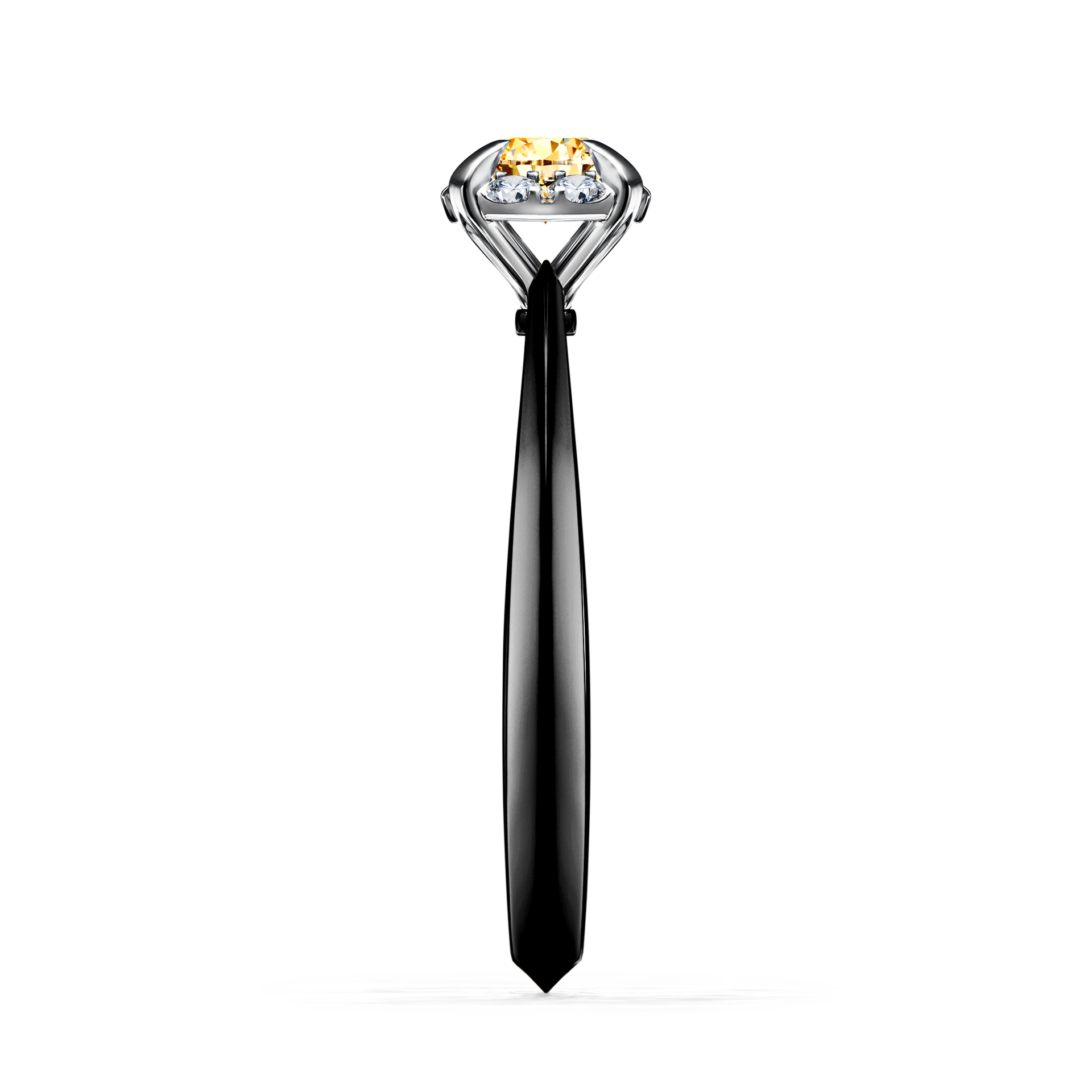 Pierścionek zaręczynowy My Beauty z czarnego złota z żółtym diamentem 0,33CT