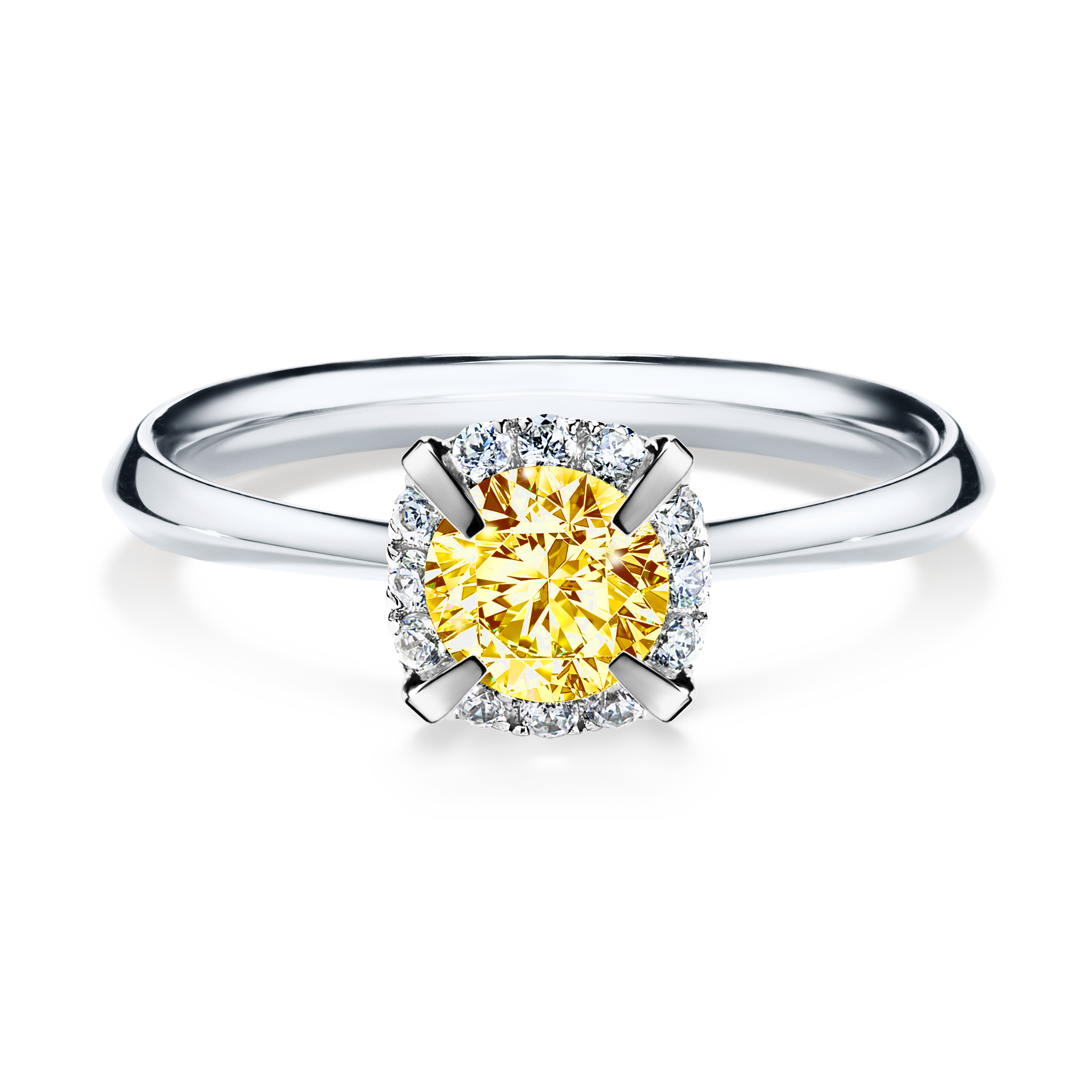 Pierścionek zaręczynowy My Beauty z białego złota z żółtym diamentem 0,62CT