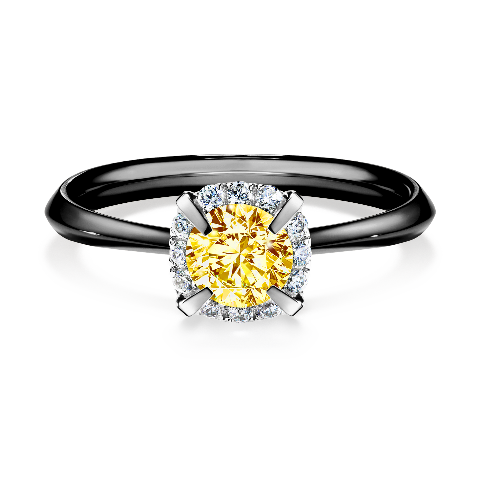 Pierścionek zaręczynowy My Beauty z czarnego złota z żółtym diamentem 0,62CT