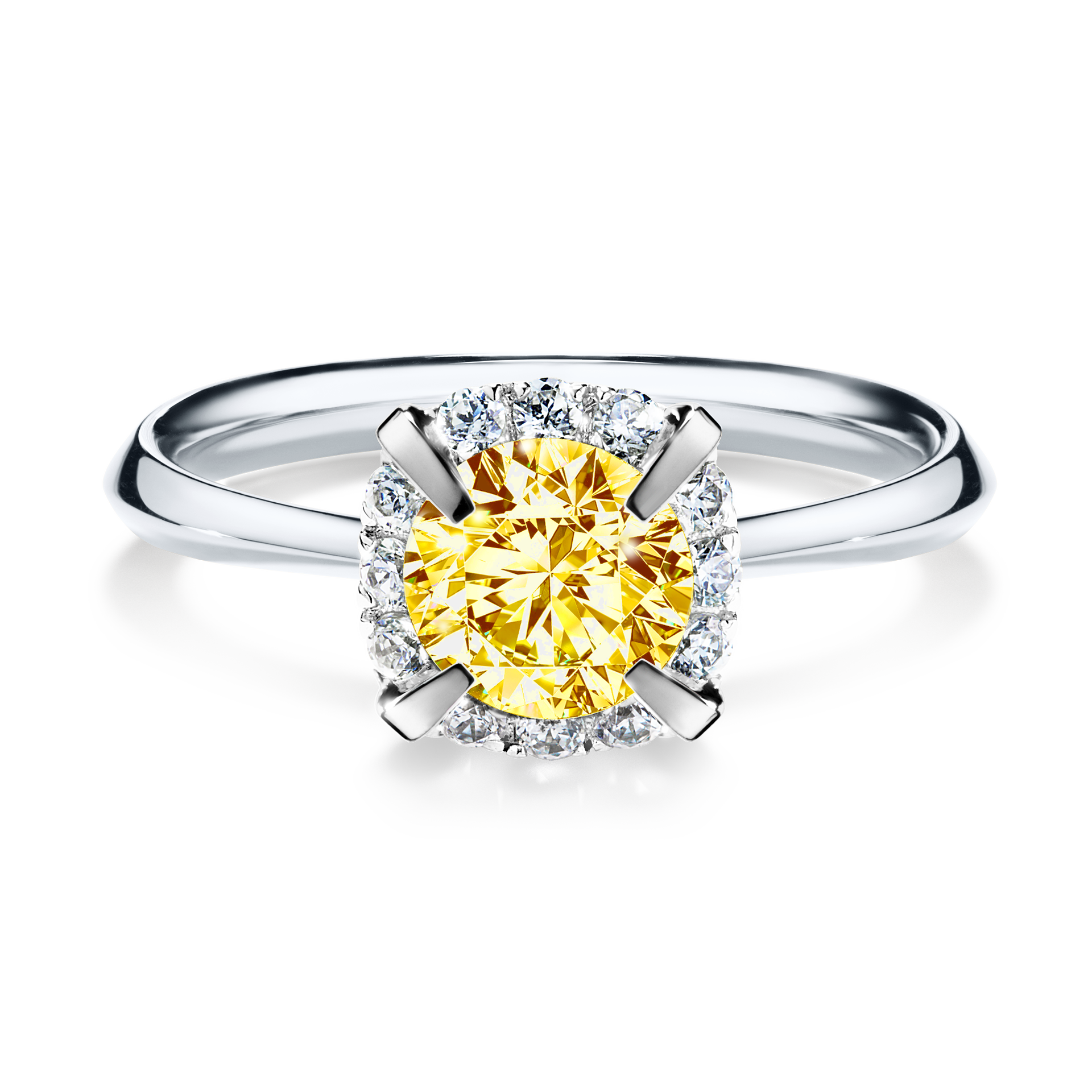 Pierścionek zaręczynowy My Beauty z białego złota z żółtym diamentem 0,98CT