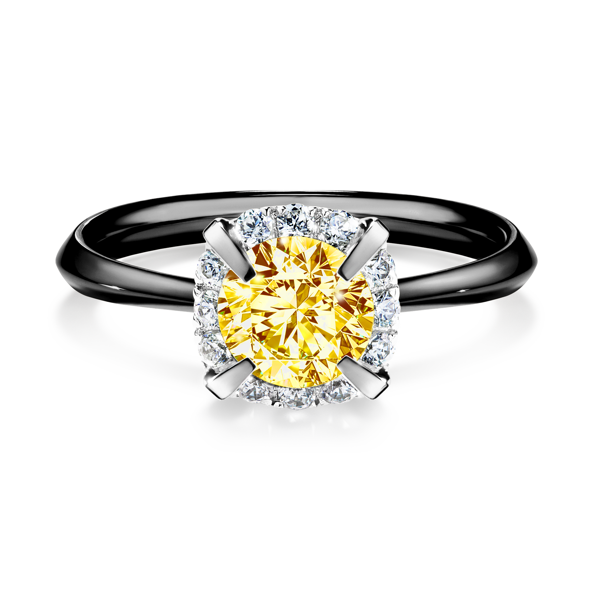 Pierścionek zaręczynowy My Beauty z czarnego złota z żółtym diamentem 0,98CT