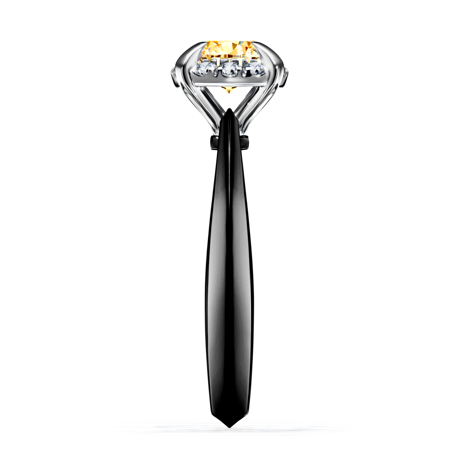 Pierścionek zaręczynowy My Beauty z czarnego złota z żółtym diamentem 0,98CT