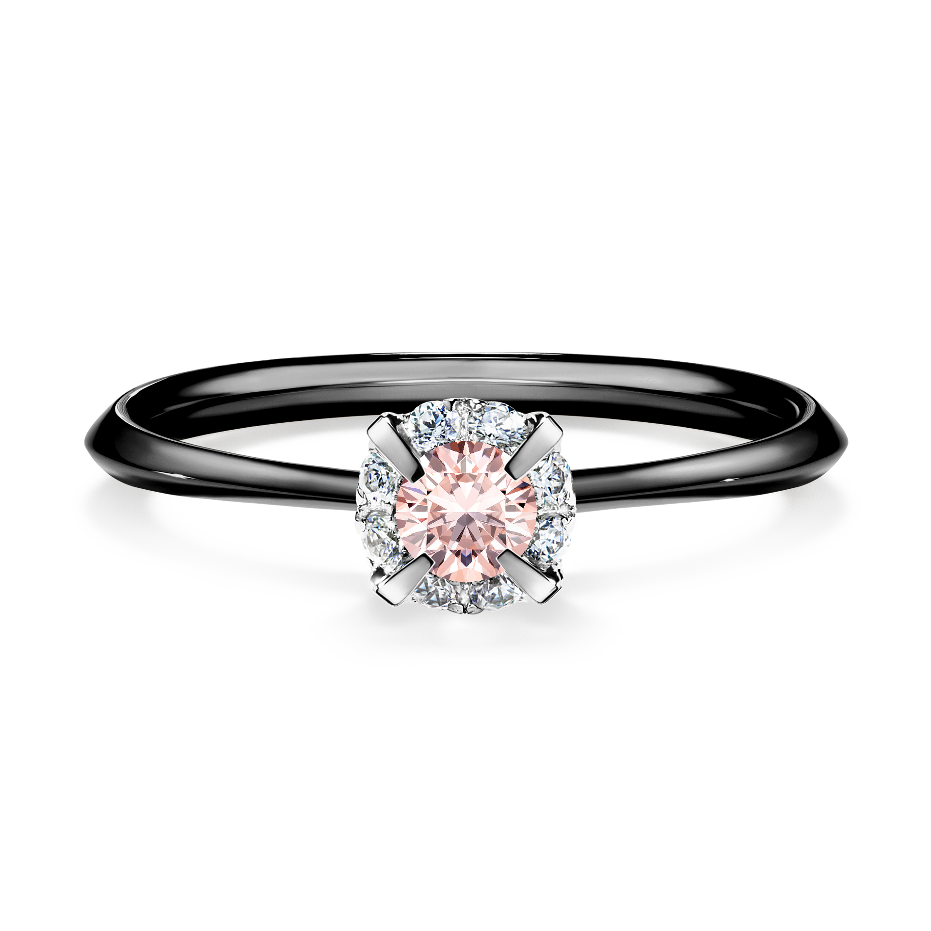 Pierścionek zaręczynowy My Beauty z czarnego złota z morganitem 0,14CT