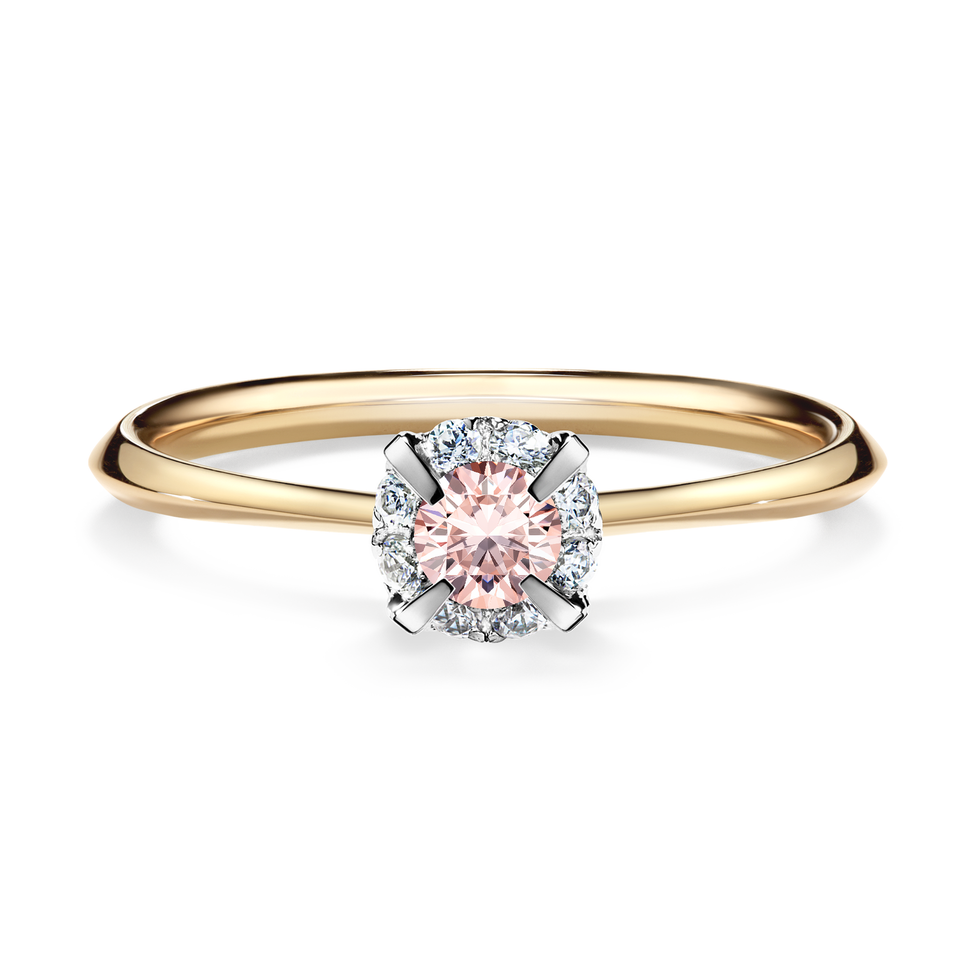 Pierścionek zaręczynowy My Beauty z żółtego złota z morganitem 0,14CT