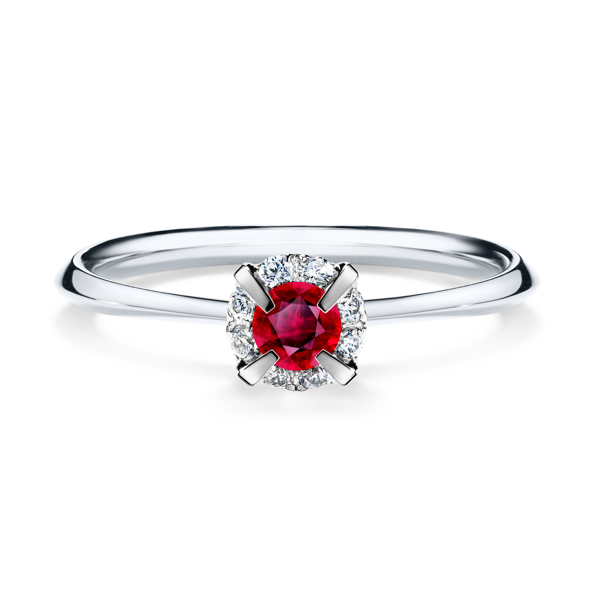 Pierścionek zaręczynowy My Beauty z białego złota z rubinem 0,14CT