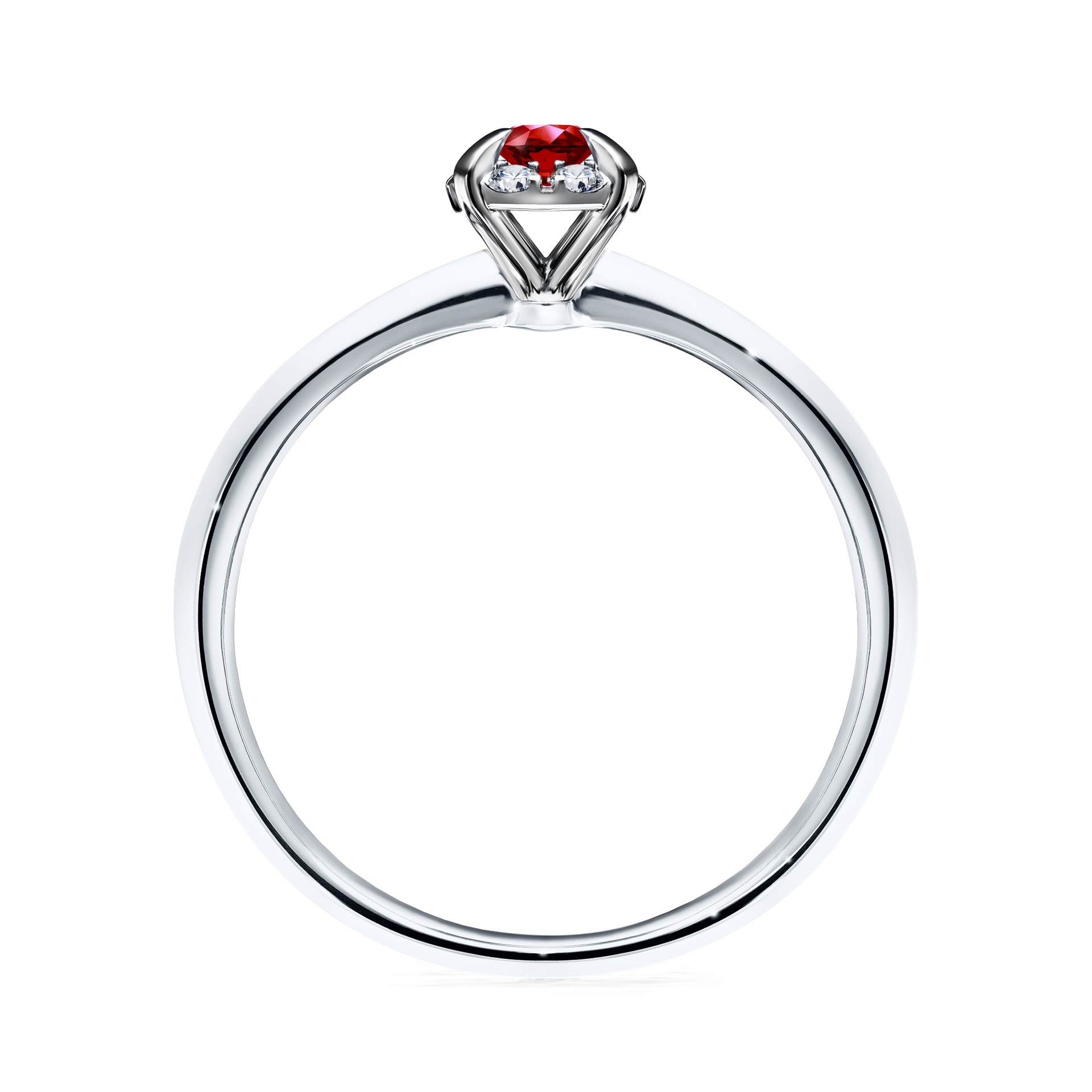 Pierścionek zaręczynowy My Beauty z białego złota z rubinem 0,14CT