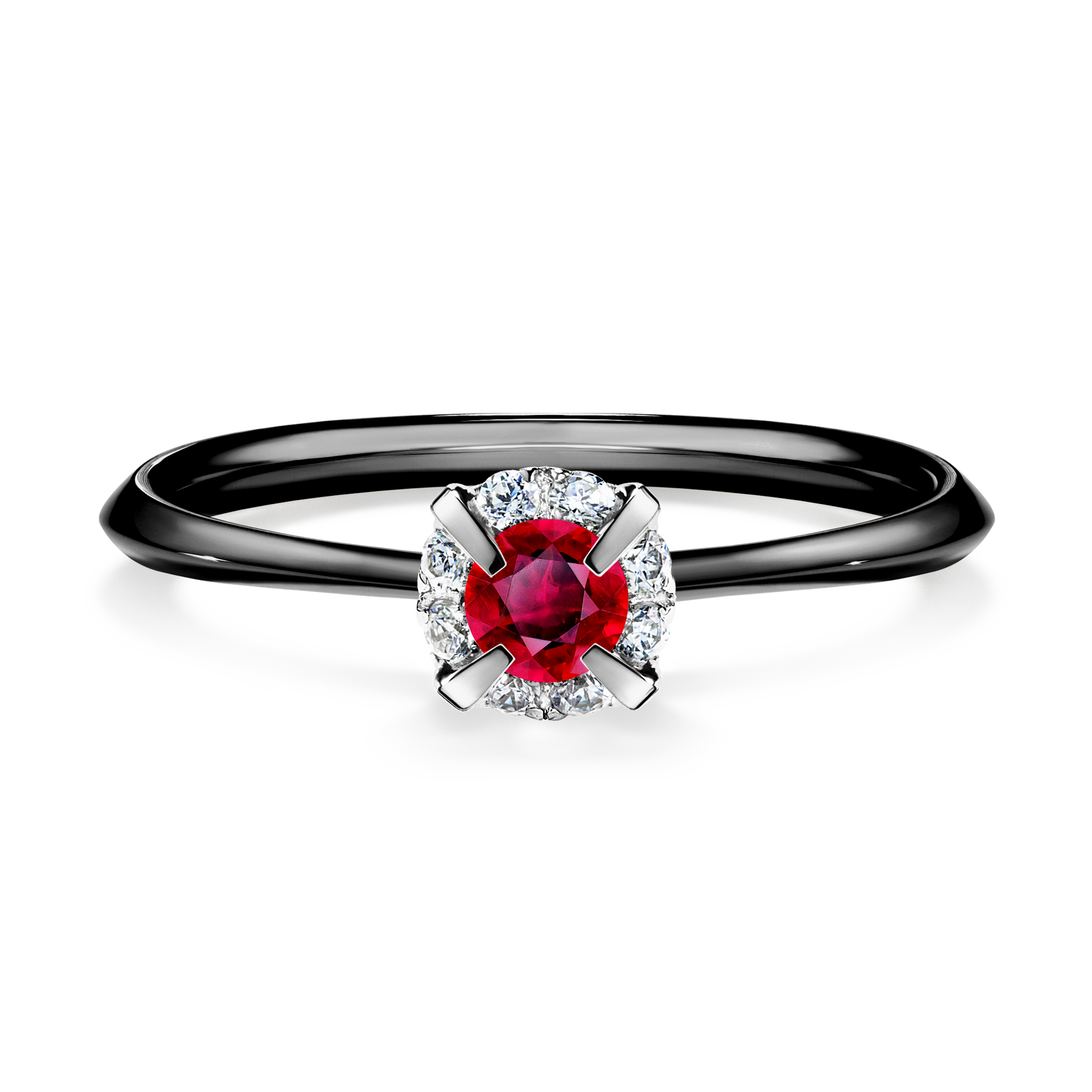 Pierścionek zaręczynowy My Beauty z czarnego złota z rubinem 0,14CT